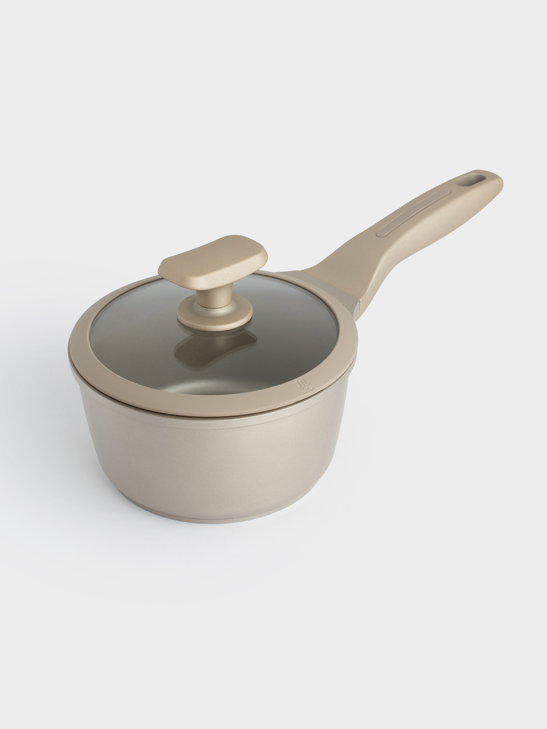 Ковш, 16 см, 1,4 л, с крышкой, с покрытием, алюминий, серо-бежевый, Dainty