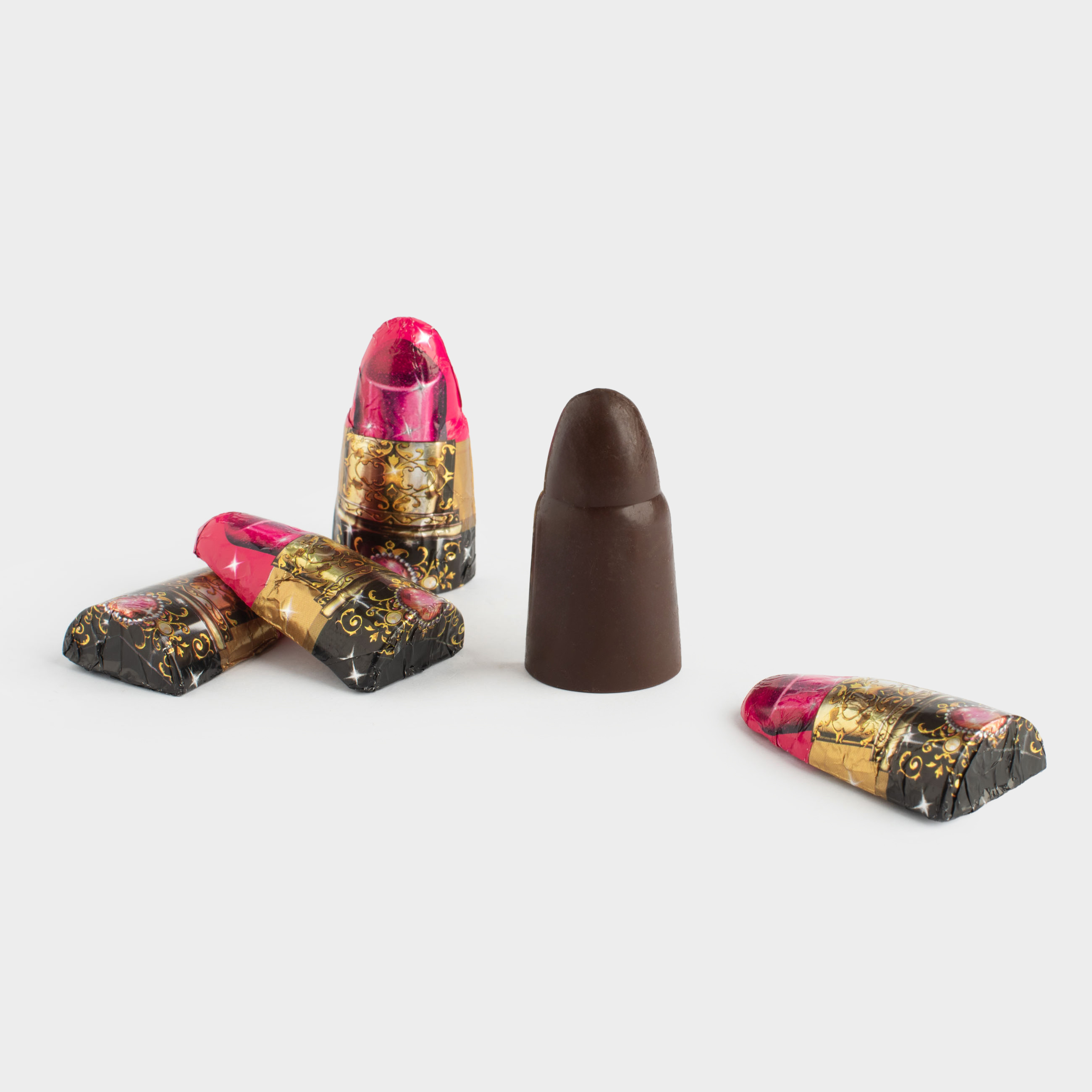 Конфета шоколадная, 60 г, 5 шт, с карамелью леденцовой, Клубника, Помада, Sweet shape