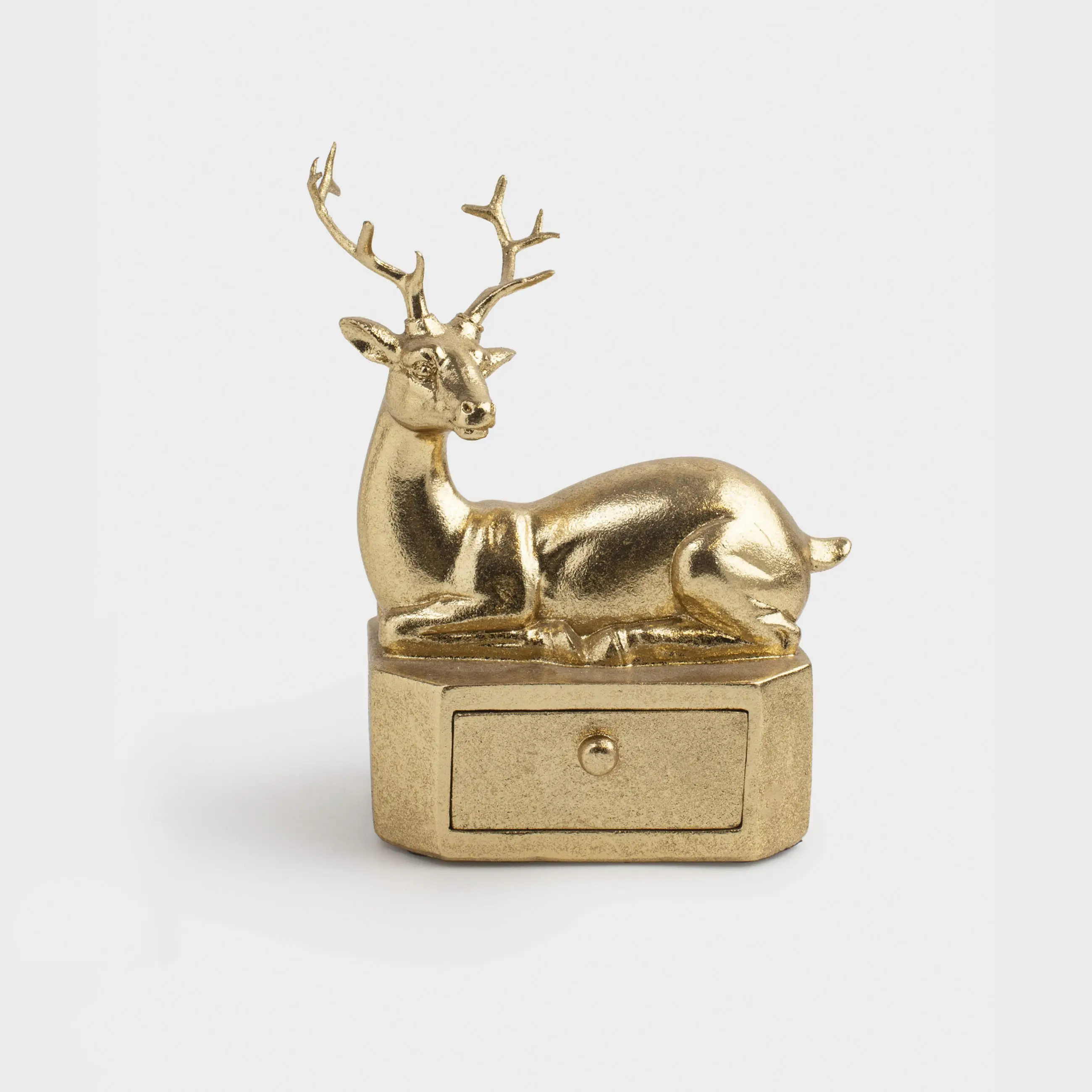 Шкатулка для украшений, 16х13 см, полирезин, золотистая, Олень, Deer gold