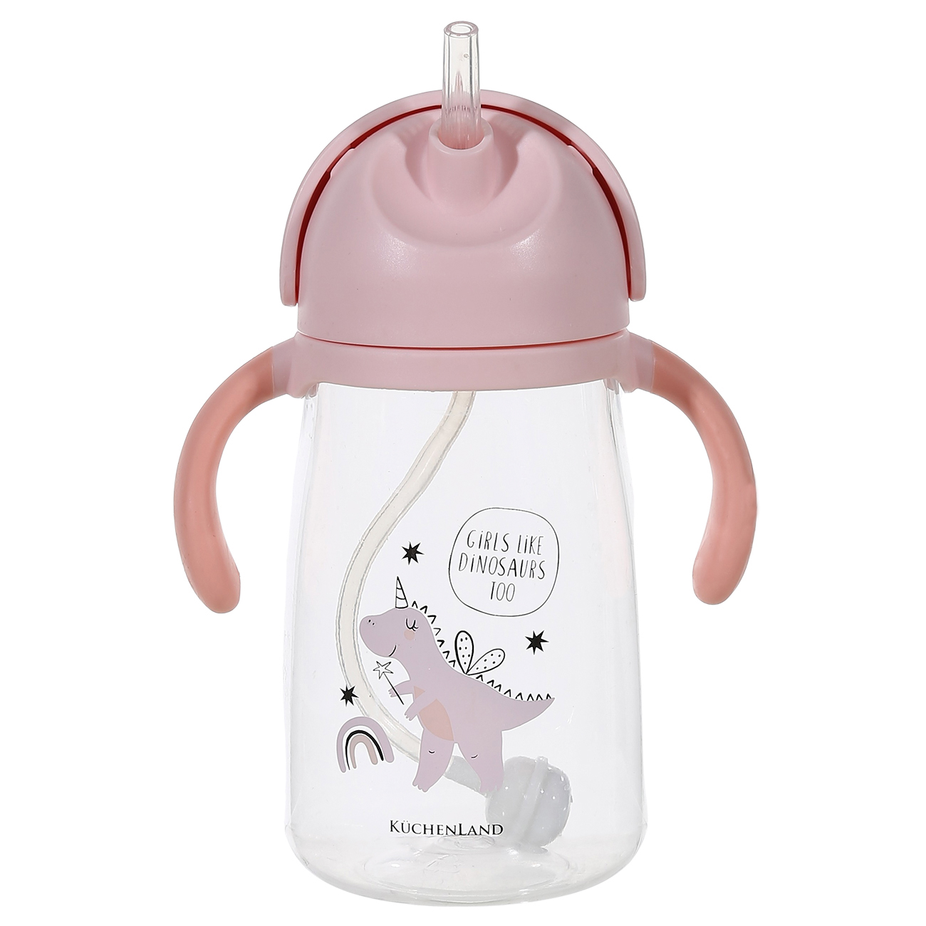 Бутылка-поильник, детская, 360 мл, тритан, пастельно-розовая, Dino изображение № 3