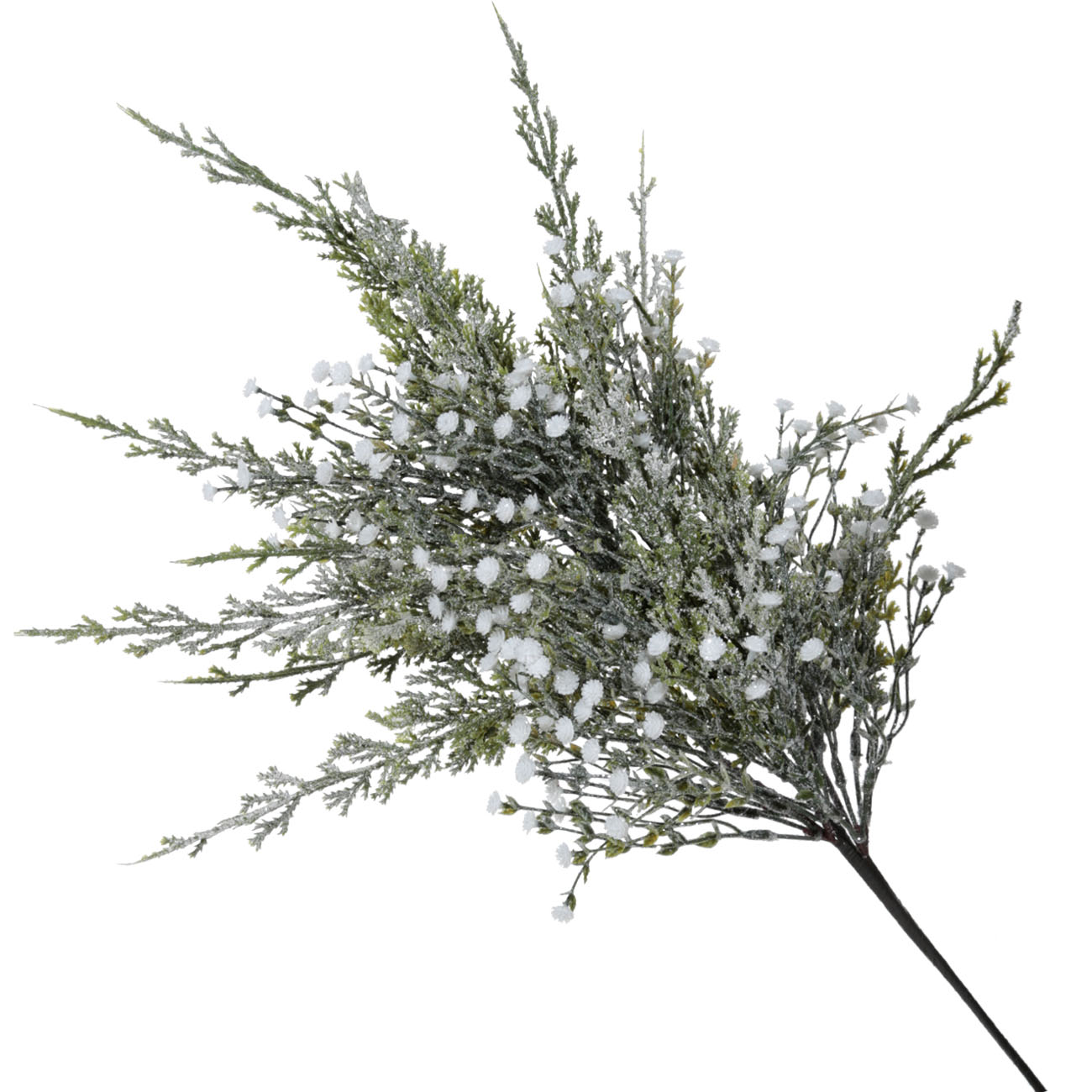 Ветка декоративная 71 см пластик Хвоя с белыми цветами Conifer decor 398₽