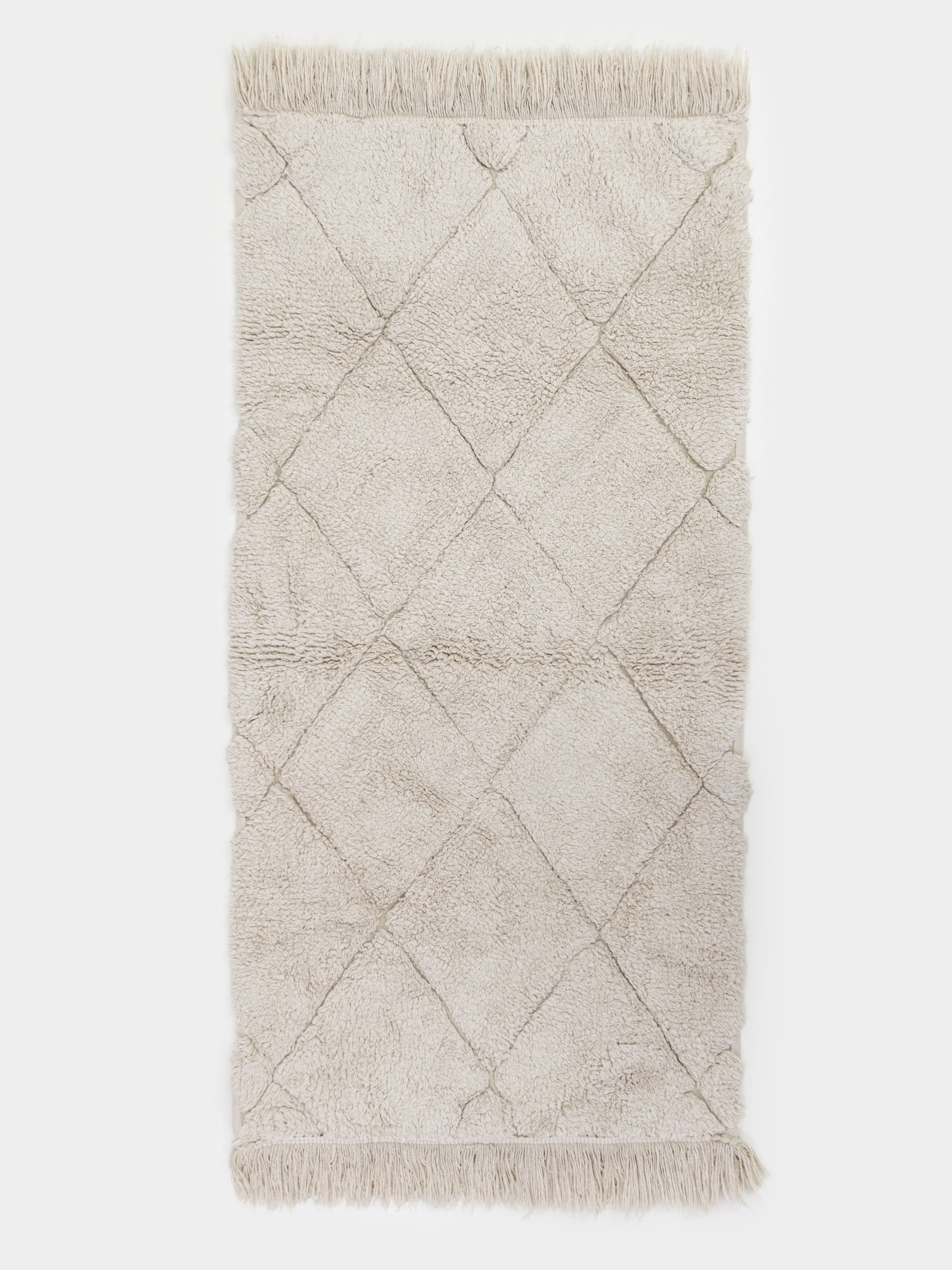 Коврик, 60x120 см, с бахромой, хлопок, бежевый, Ромбы, Rhombic, image-1