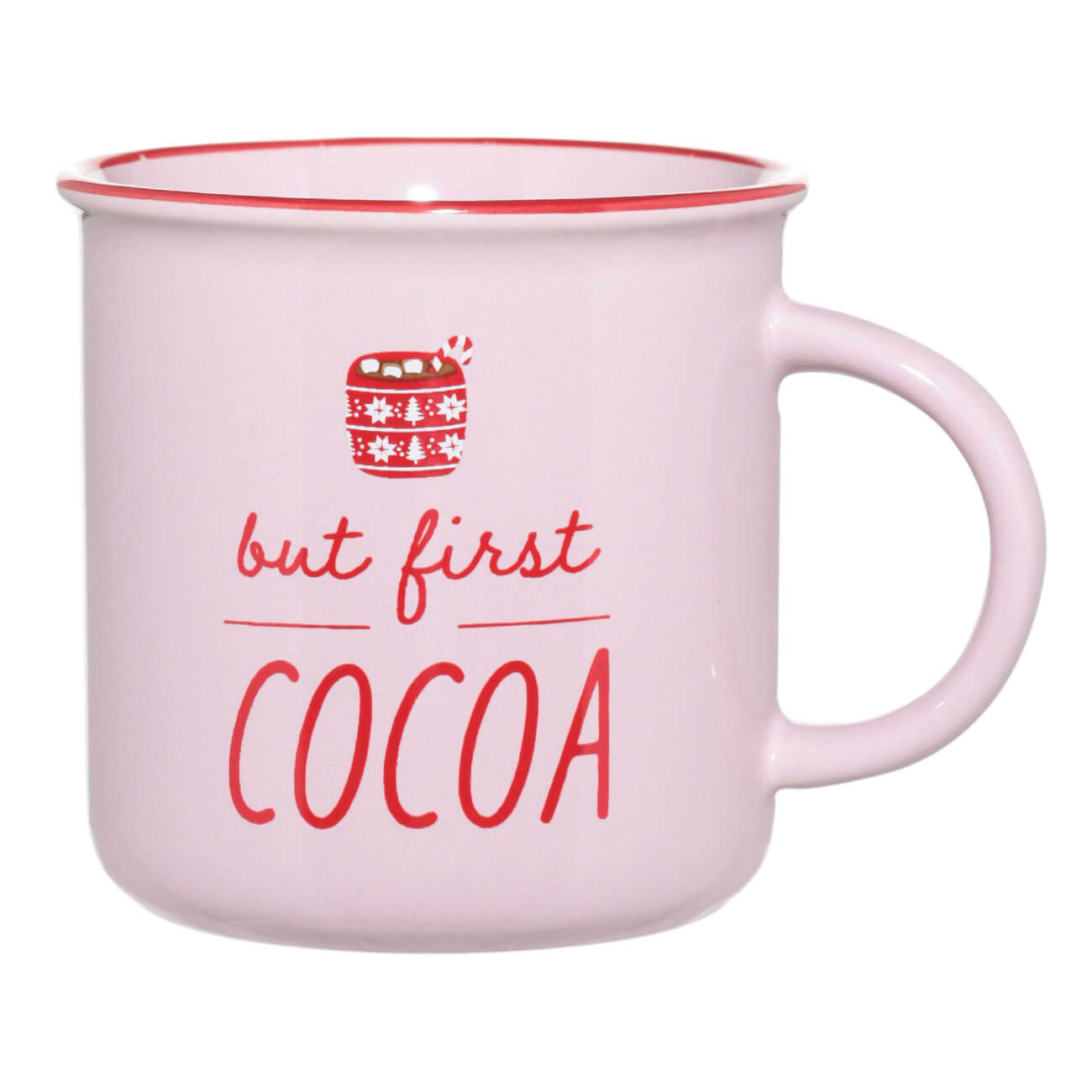 

Кружка, 400 мл, керамика, розовая, But first cocoa, Mug title