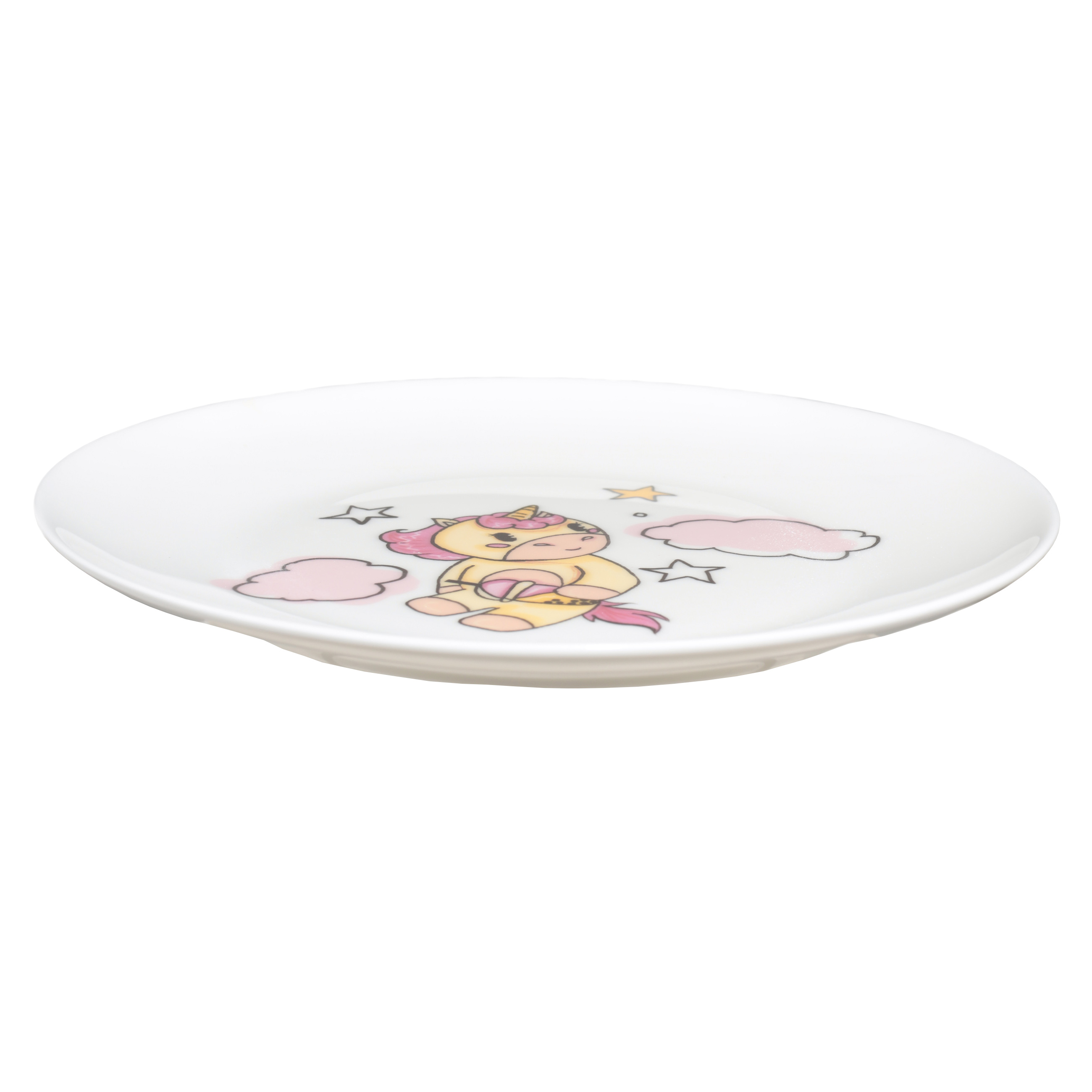 Набор посуды, детский, 3 пр, фарфор F, бело-розовый, Единорог в облаках, Unicorn изображение № 3