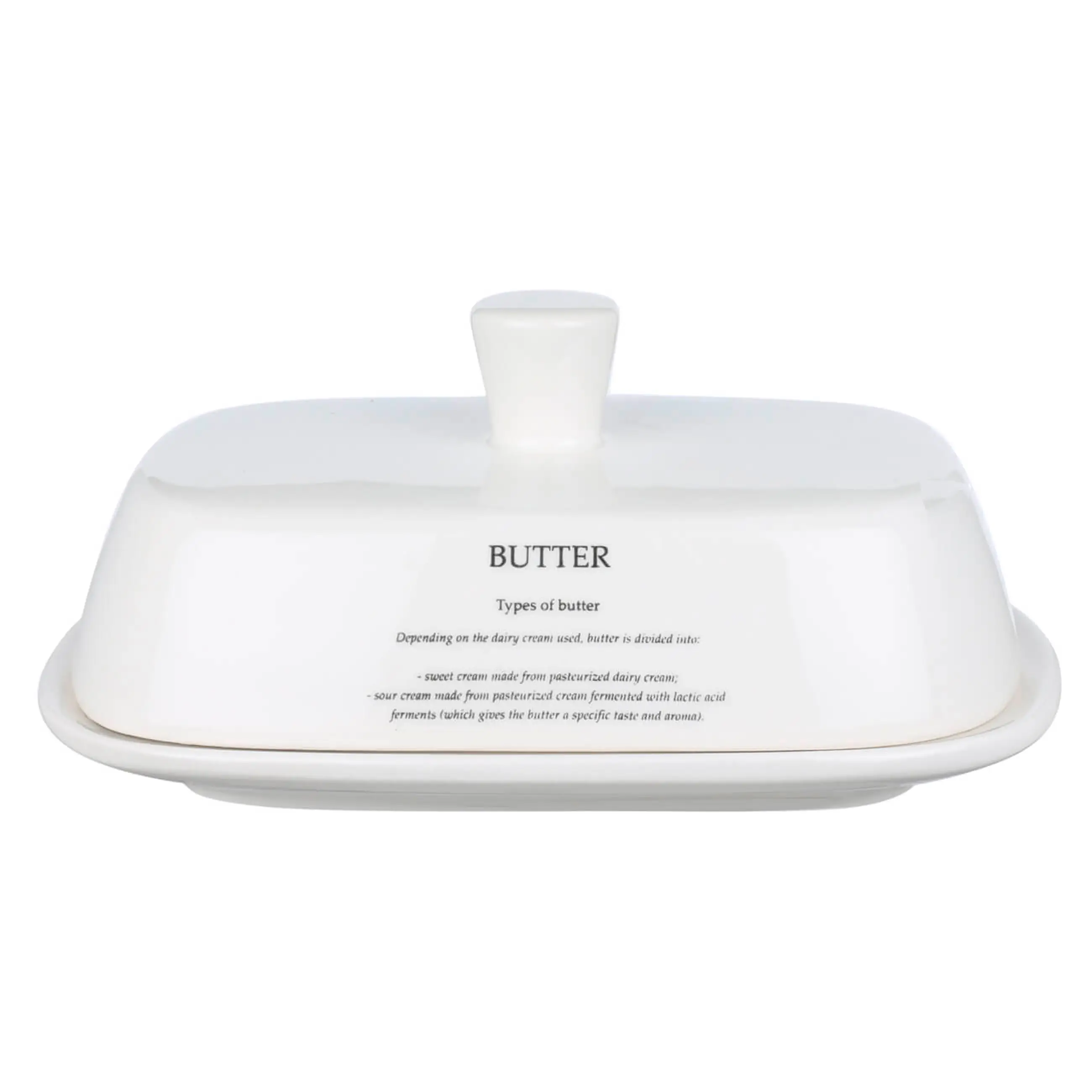 Масленка, 18 см, керамика, прямоугольная, белая, Butter, Course, image-0