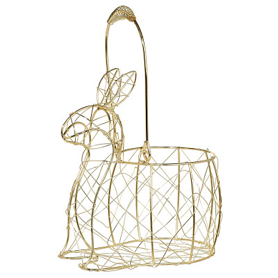 Корзина, 24 см, плетеная, металл, золотистая, Заяц, Easter Корзина, 24 см, плетеная, металл, золотистая, Заяц, Easter