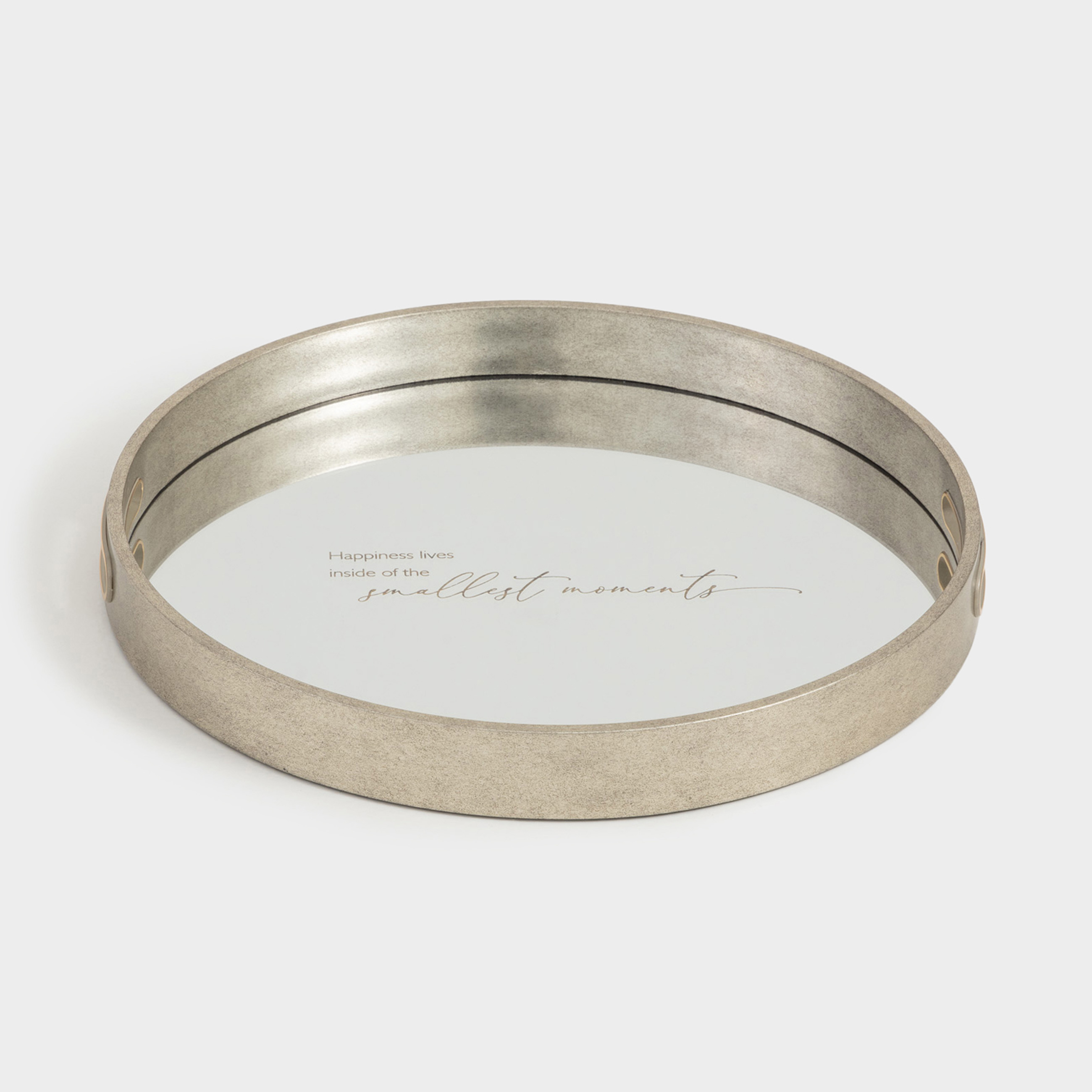 Поднос 35 см пластикстекло круглый серебристый Happiness Wenory 3490₽