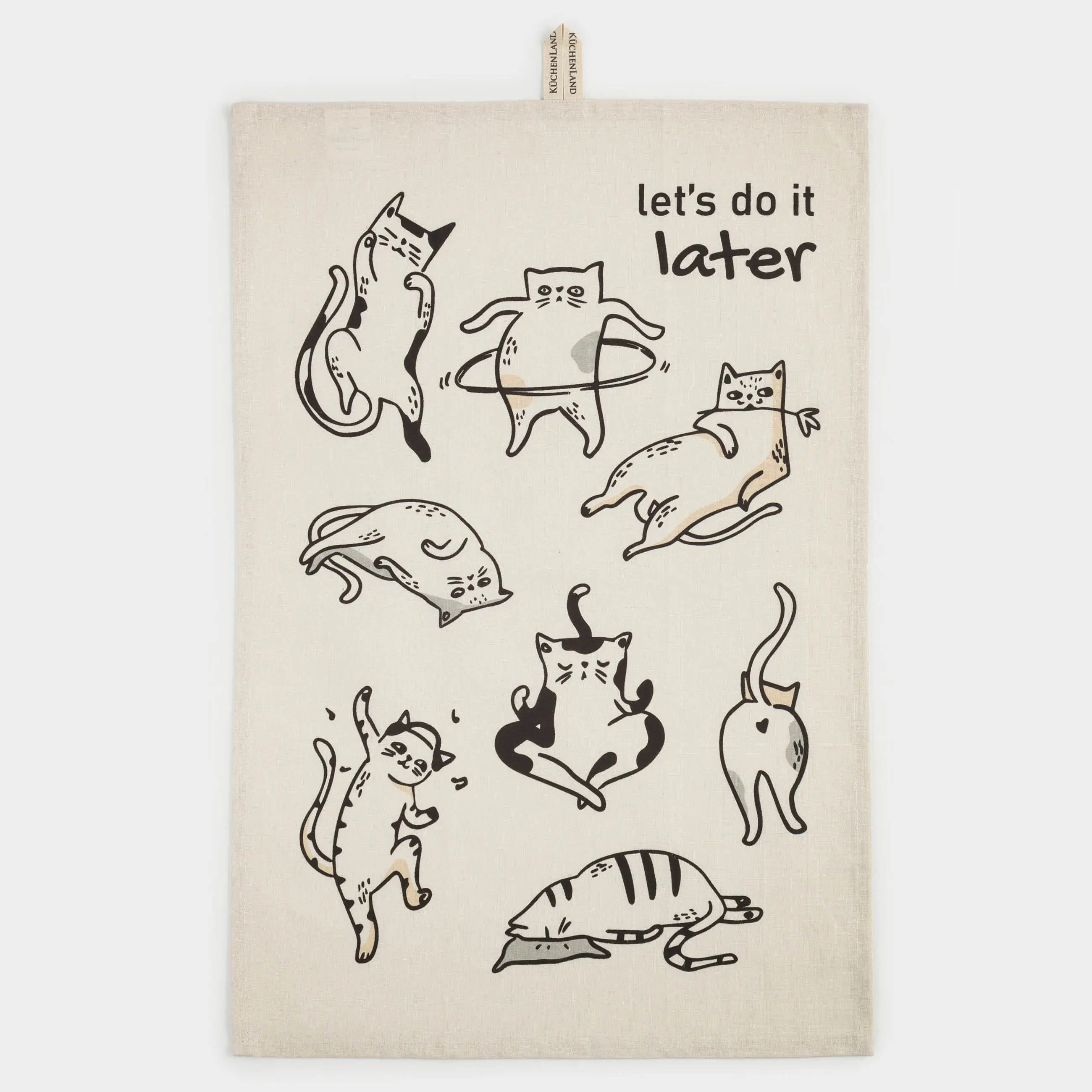 Полотенце кухонное, 40х60 см, хлопок, бежевое, Коты, Cat