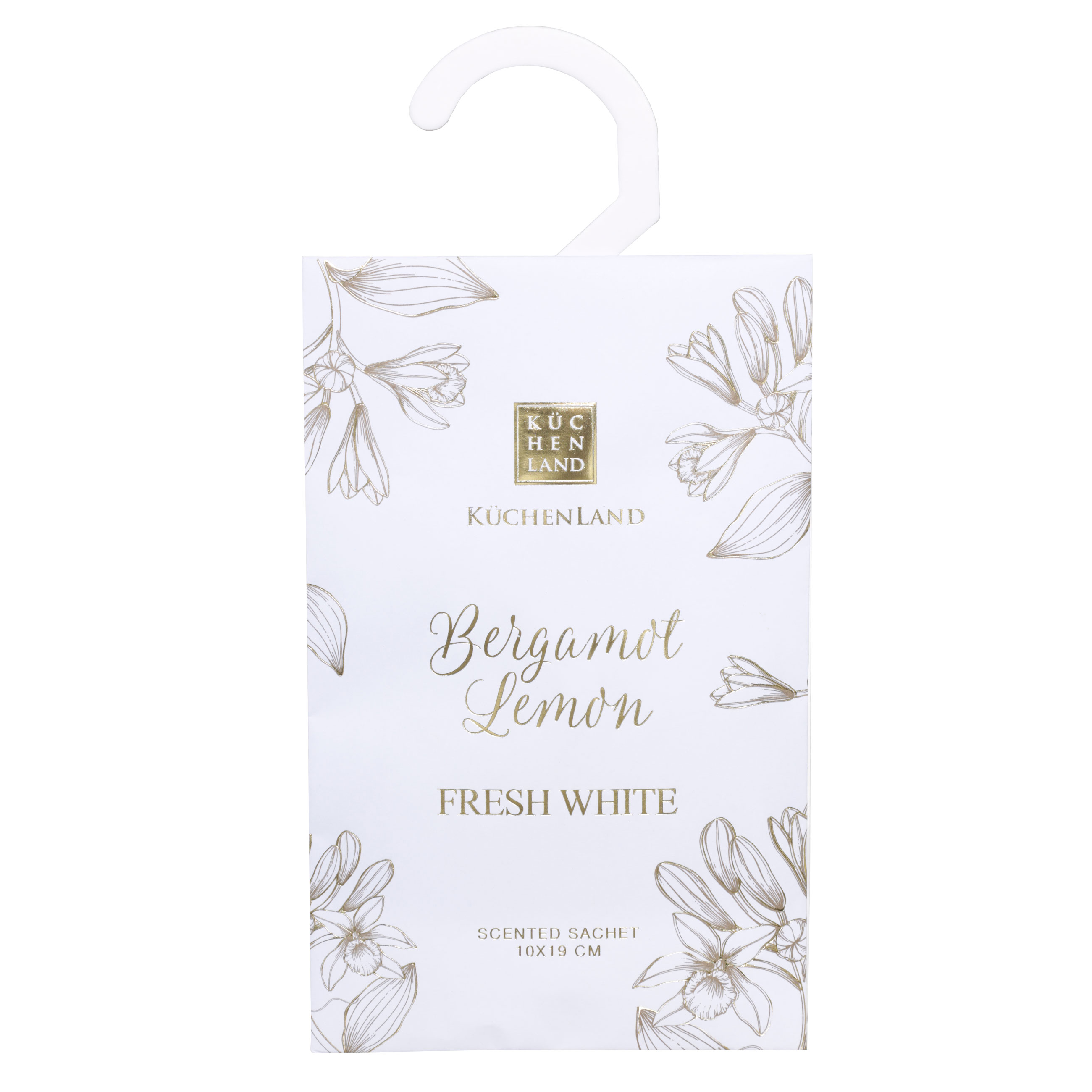 Саше ароматическое, 10х19 см, подвесное, Bergamot Lemon, Fresh white, image-0