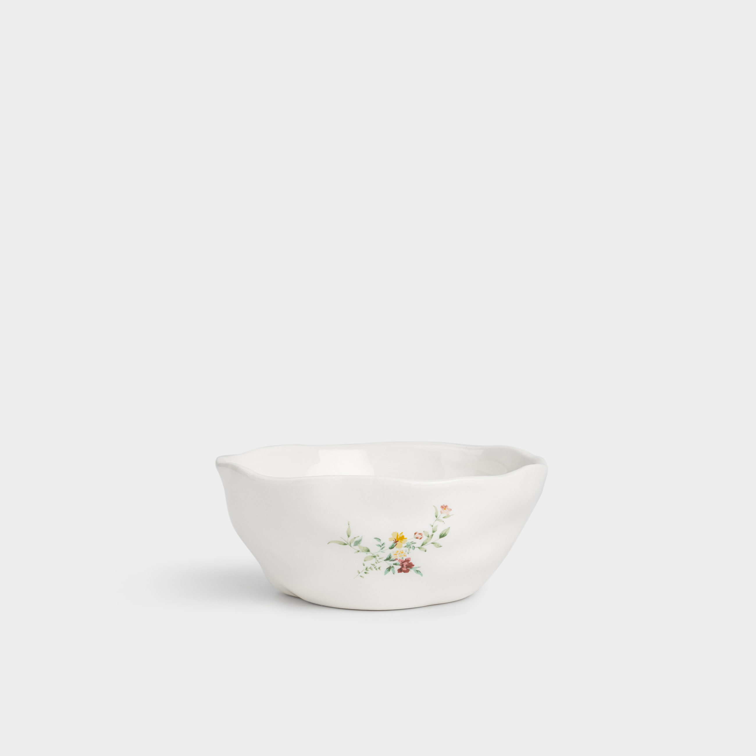 Пиала, 14х6 см, 500 мл, керамика D, молочная, Цветы, El flower