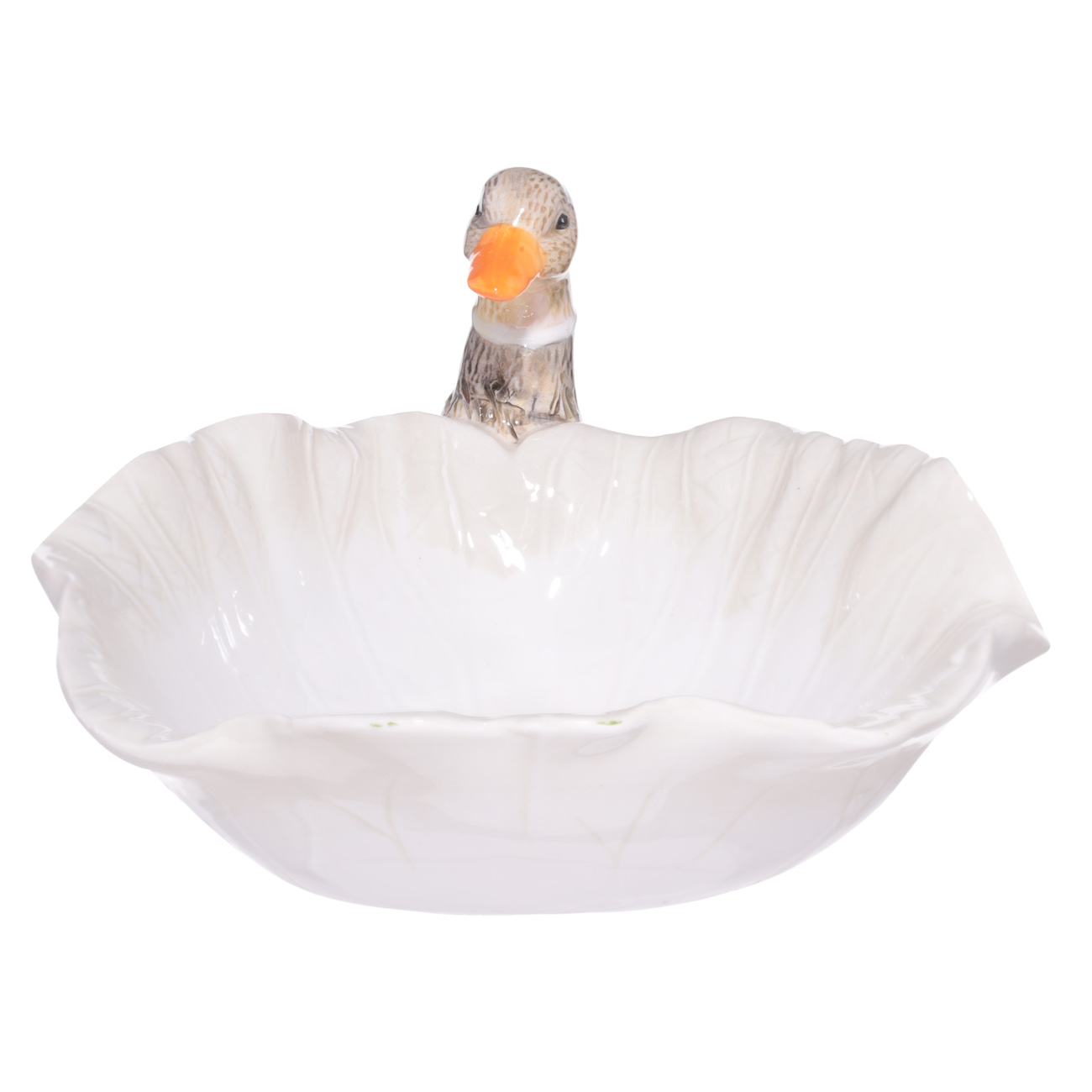 Блюдо глубокое, 20х11 см, керамика, Утка с листом, Duck, image-3