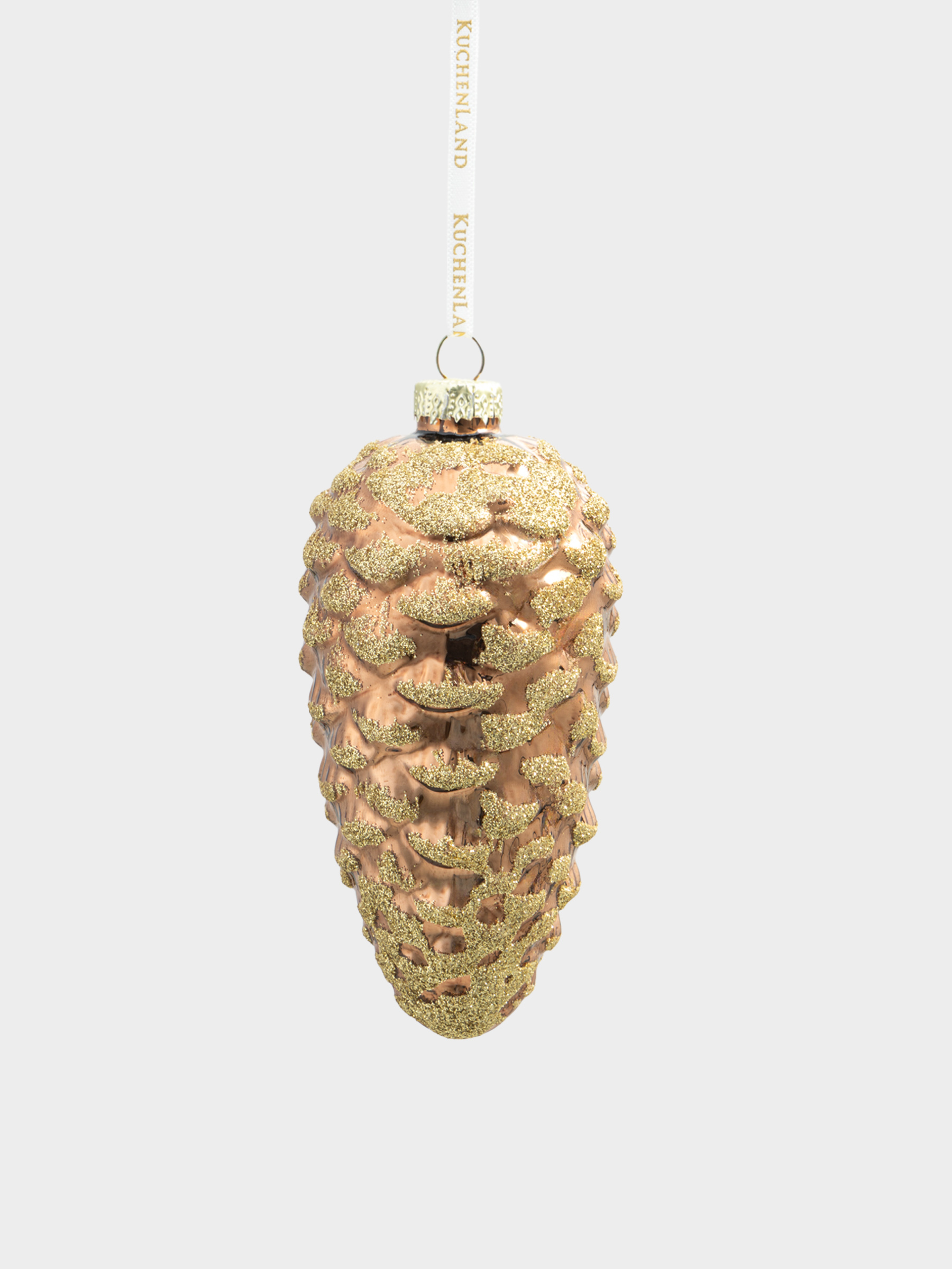 Игрушка елочная, 12 см, стекло, с блестками, коричневая, Шишка, Pine christmas, image-0