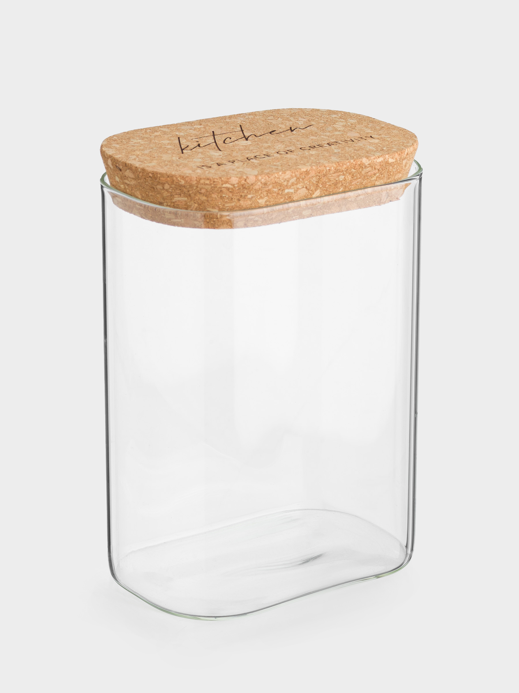 Банка для сыпучих продуктов, 1 л, стекло/пробка, прямоугольная, Clear cork, image-1