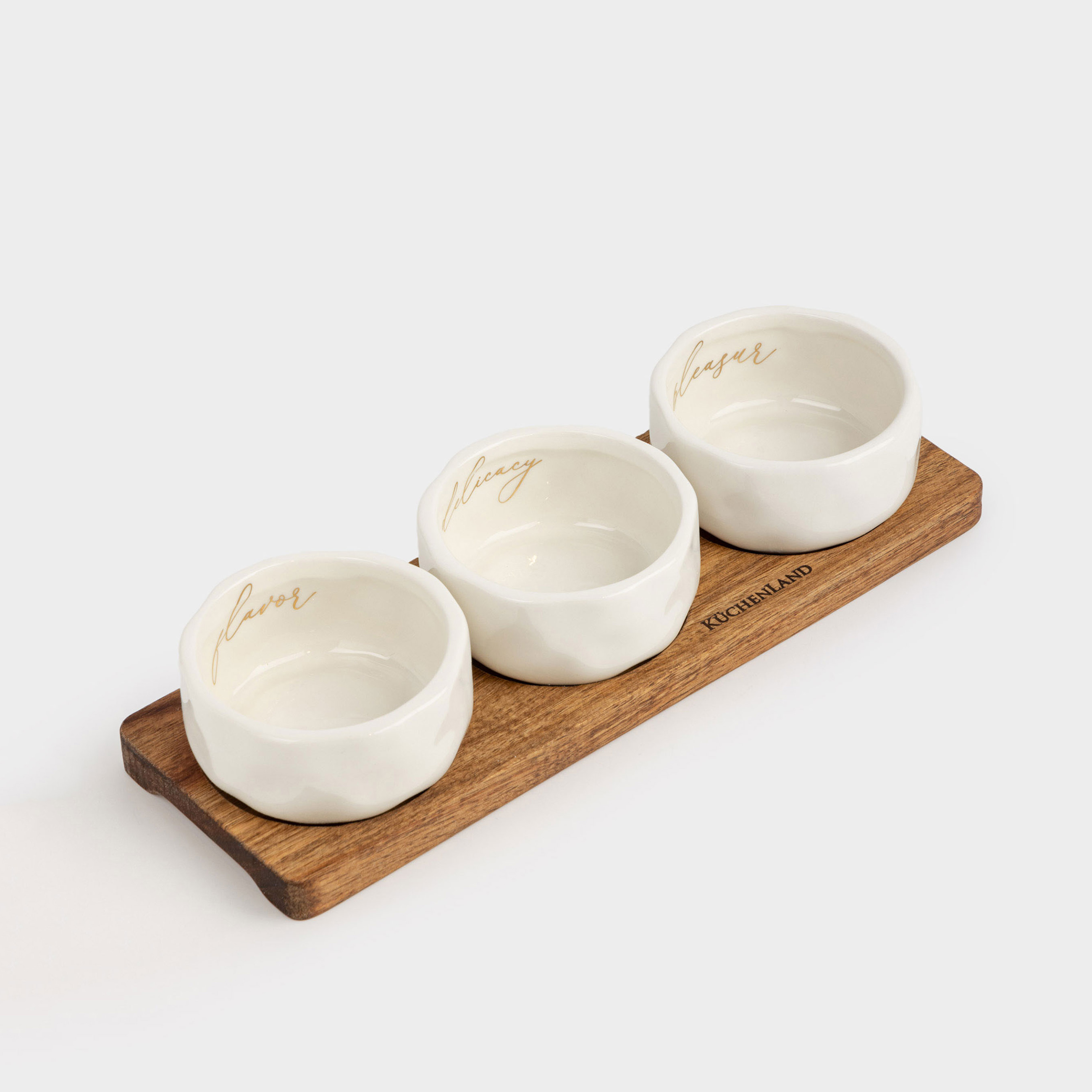 Набор для закусок 3 пр на подставке керамика Dдерево молочный Мятый эффект Crumple kitchen 1990₽