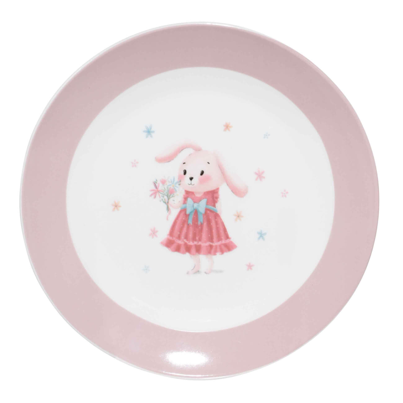 Тарелка закусочная, детская, 19 см, фарфор N, бело-розовая, Крольчиха с цветами, Ideas life тарелка детская из бамбука трехсекционная