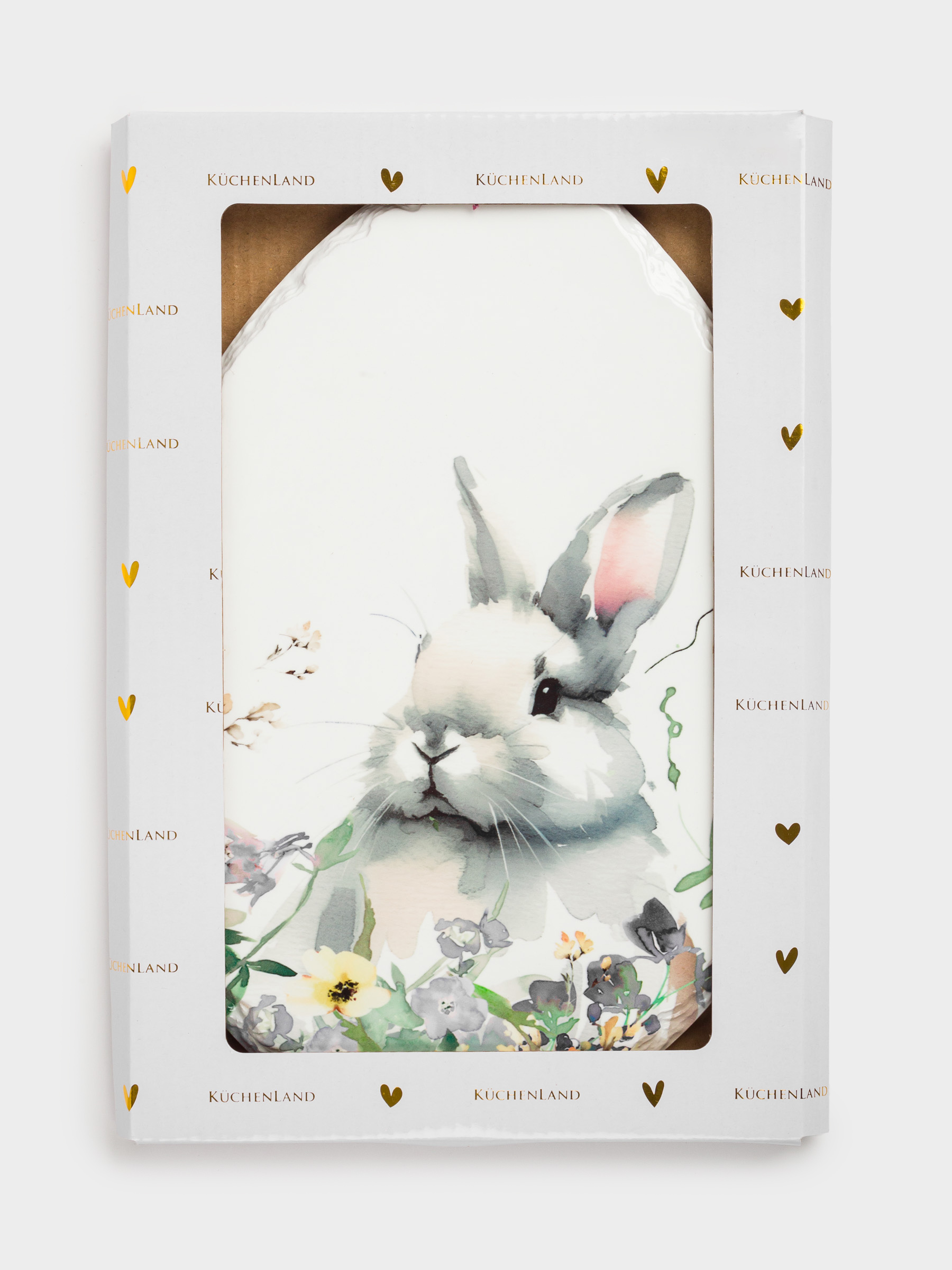 Подставка под горячее, 27x20 см, керамика/пробка, белая, Яйцо, Кролик в цветах, Easter, image-5