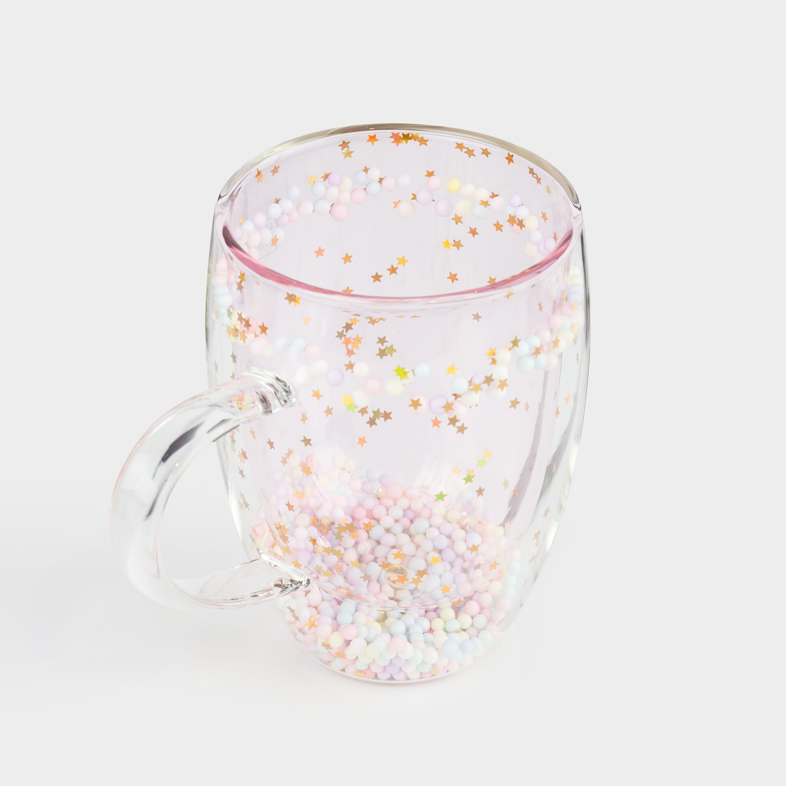 Кружка, 330 мл, с шариками, стекло Б, розовая, Звезды, Air sparkly, image-2