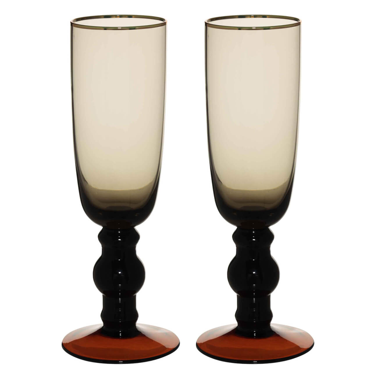 стакан 340 мл стекло р с золотистым кантом rhomb gold Бокал-кубок для шампанского, 180 мл, 2 шт, стекло, серо-коричневый, с золотистым кантом, Manito