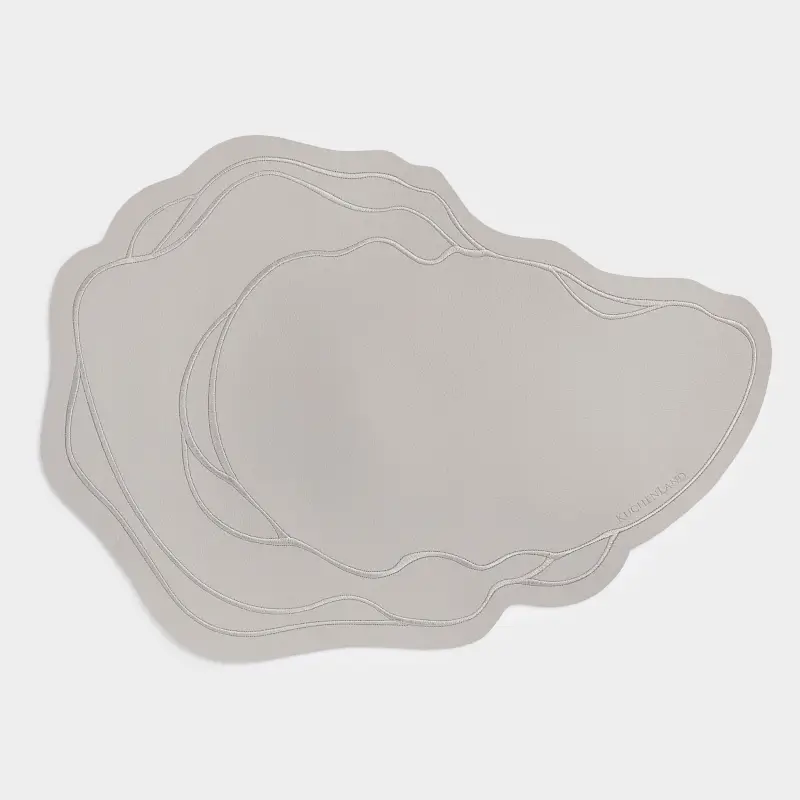 Салфетка под приборы, 35х48 см, ПВХ, фигурная, молочная, Устрица, Rock shape
