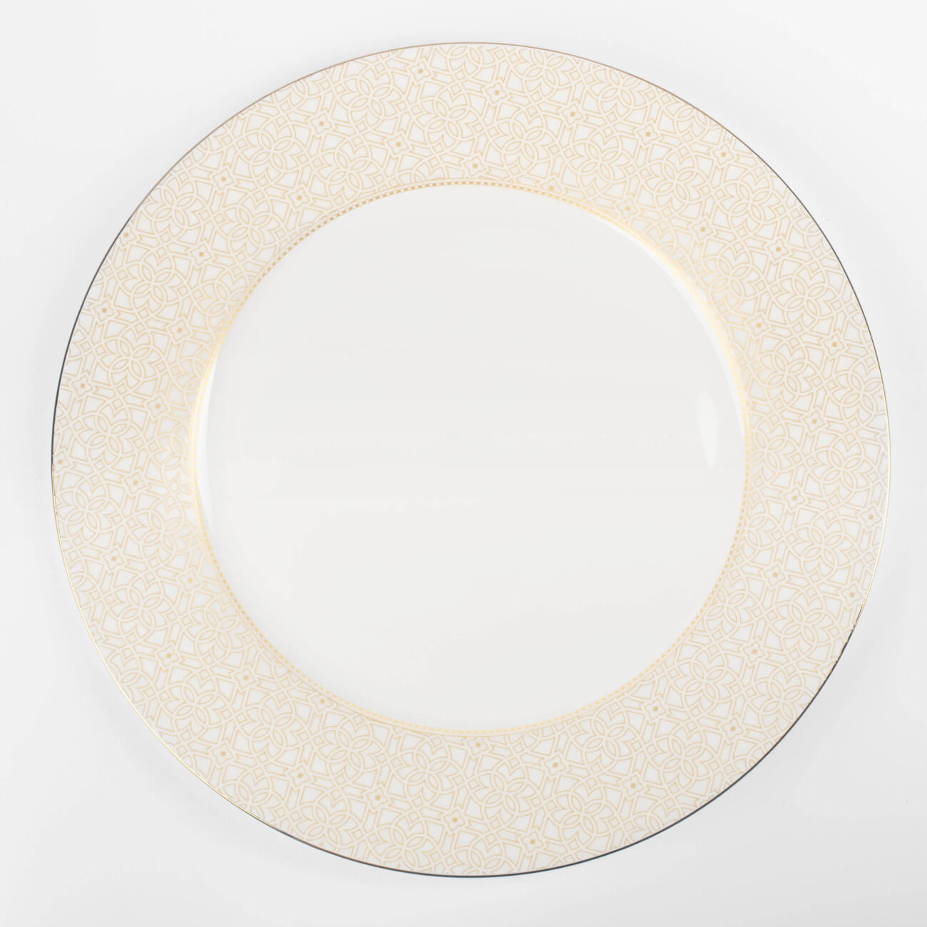 Тарелка обеденная, 27 см, фарфор F, с золотистым кантом, Орнамент, Liberty тарелка обеденная 26 см фарфор f белая ideal silver