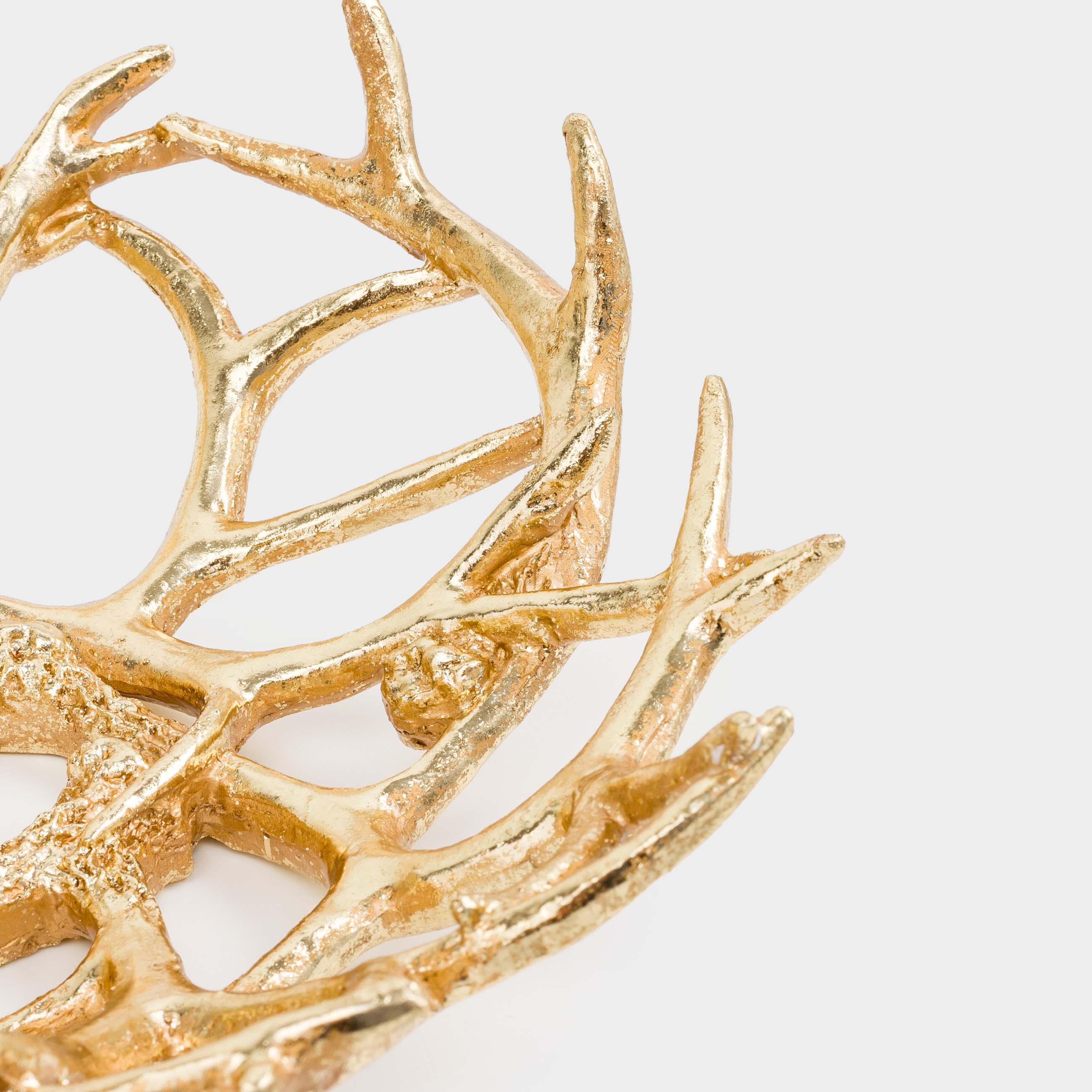 Блюдо декоративное, 32х12 см, полирезин, золотистое, Рога оленя, Deer, image-4