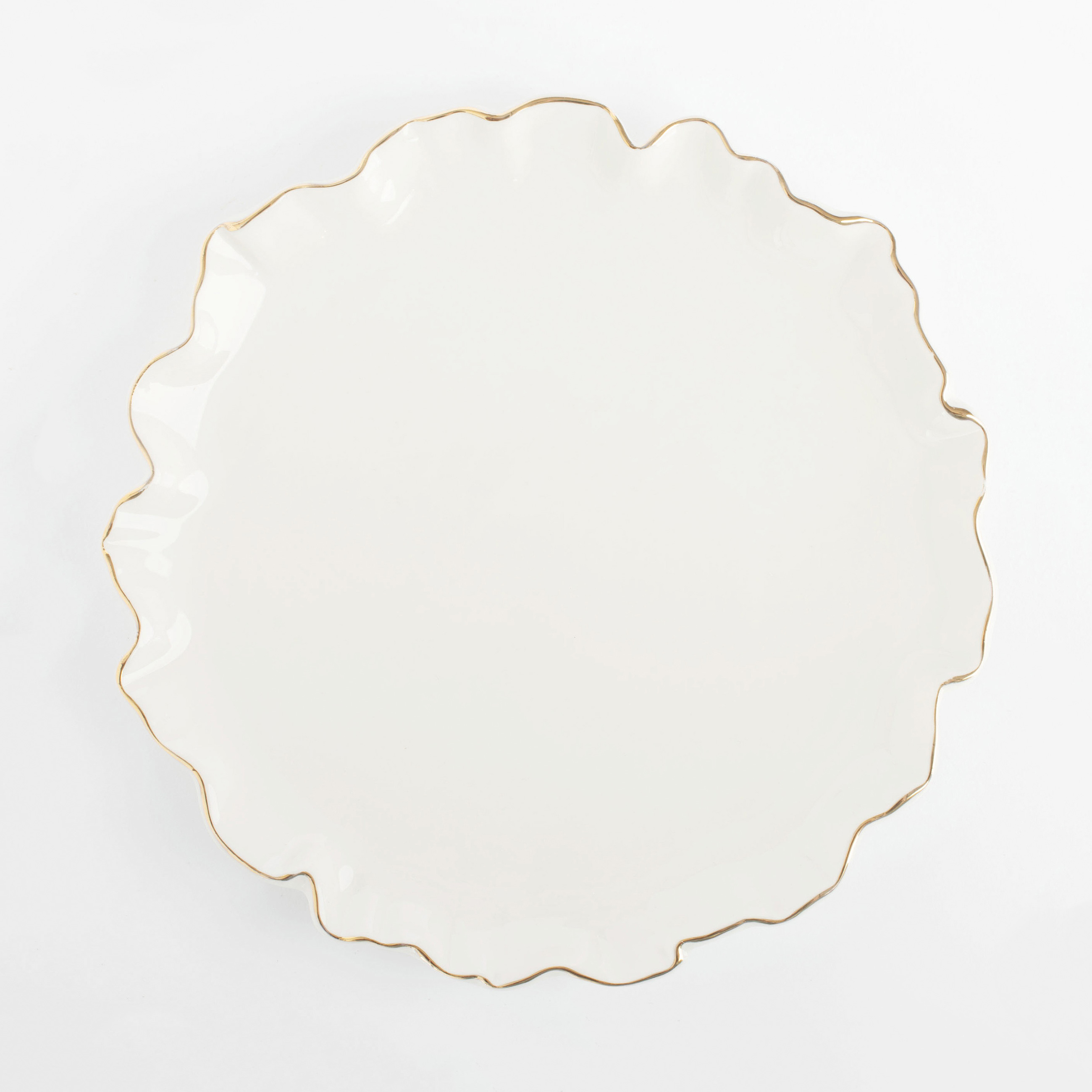 Тарелка закусочная, 20 см, фарфор P, с золотистым кантом, Мятый эффект, Crumple gold, image-0