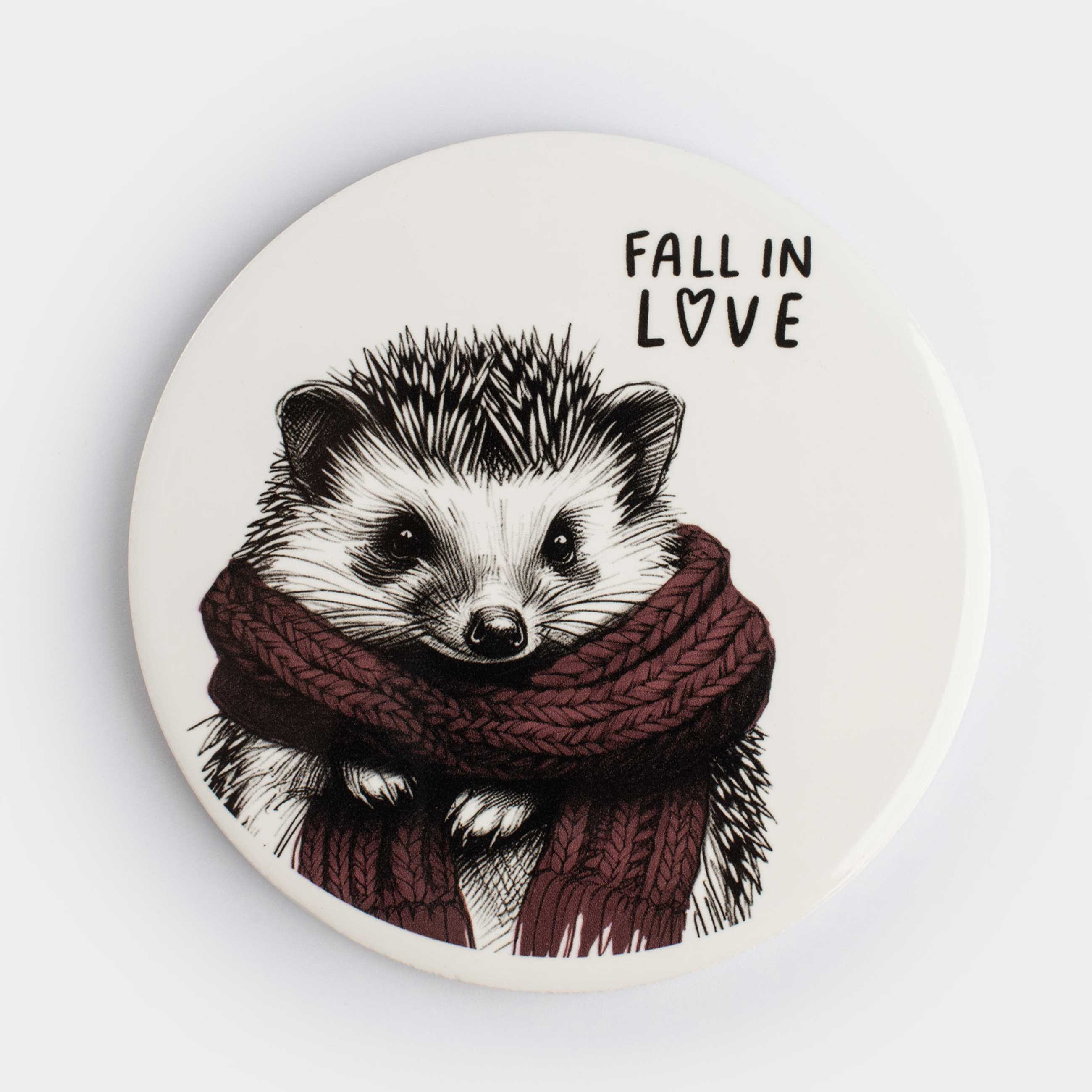 Подставка под кружку 11 см круглая керамикапробка белая Ежик в шарфе Forest animals 269₽