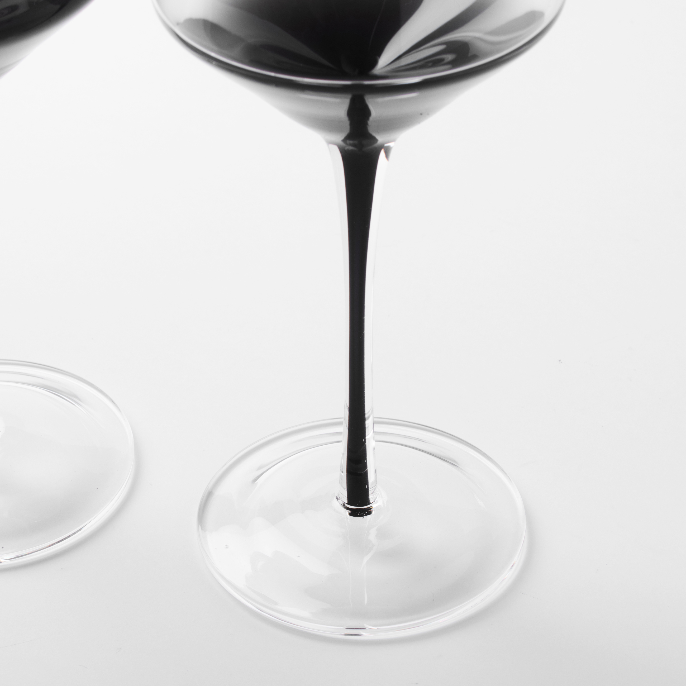 Бокал для вина, 460 мл, 2 шт, стекло, серый градиент, черная ножка, Stone color изображение № 4