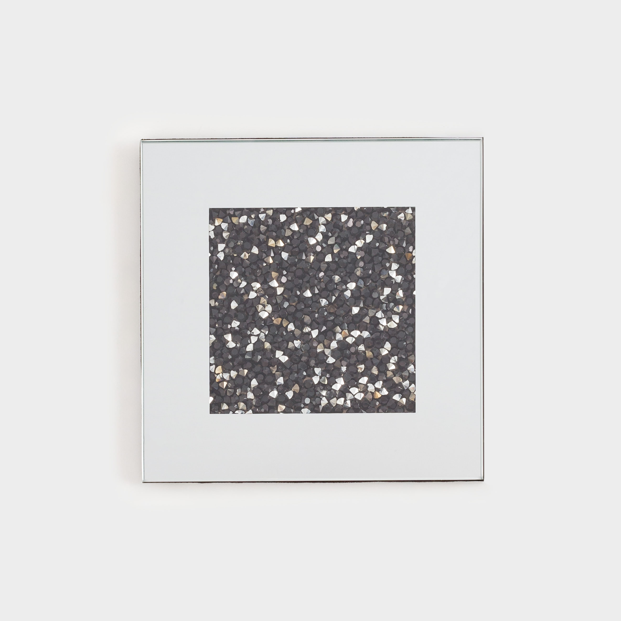 Подставка под кружку, 10 см, стекло, квадратная, зеркальная, Черные кристаллы, Glossy crystal, image-1