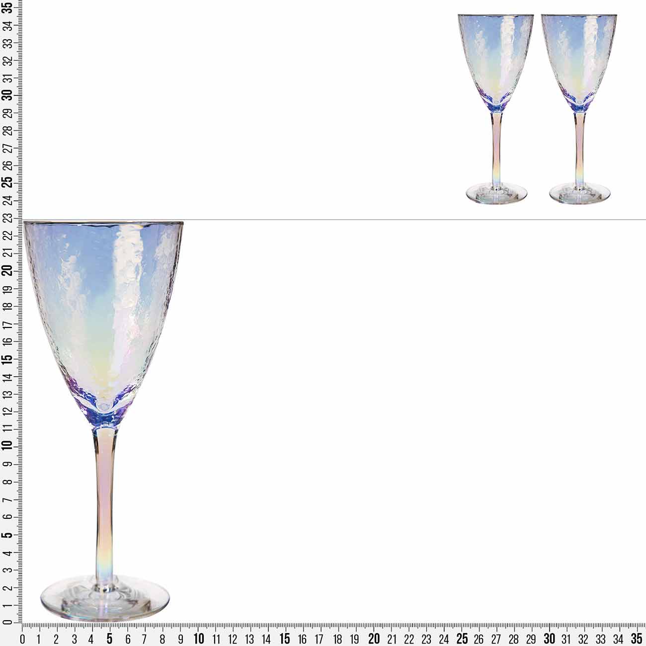 Бокал для вина, 400 мл, 2 шт, стекло, перламутр, Ripply polar изображение № 2