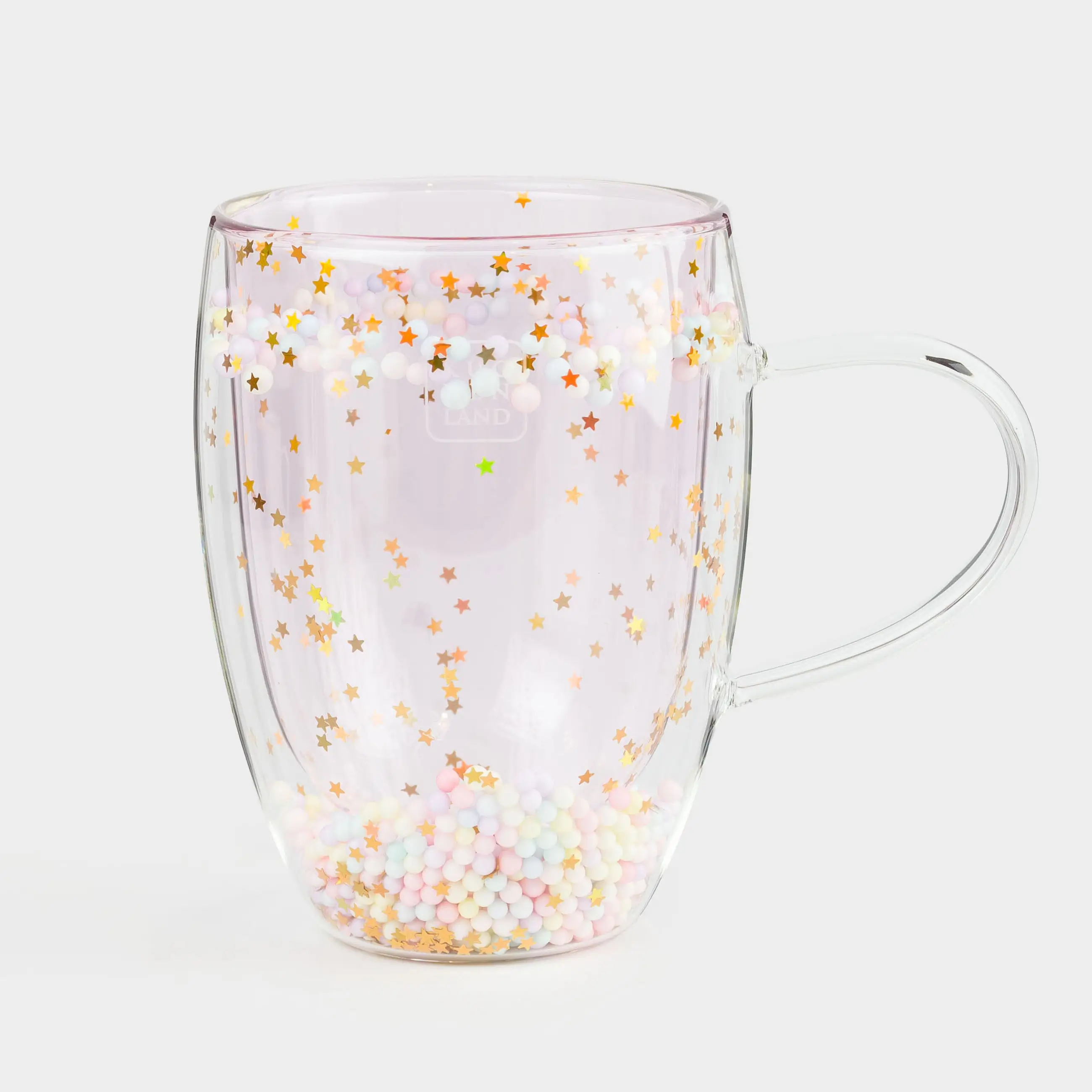 Кружка, 330 мл, с шариками, стекло Б, розовая, Звезды, Air sparkly, image-0