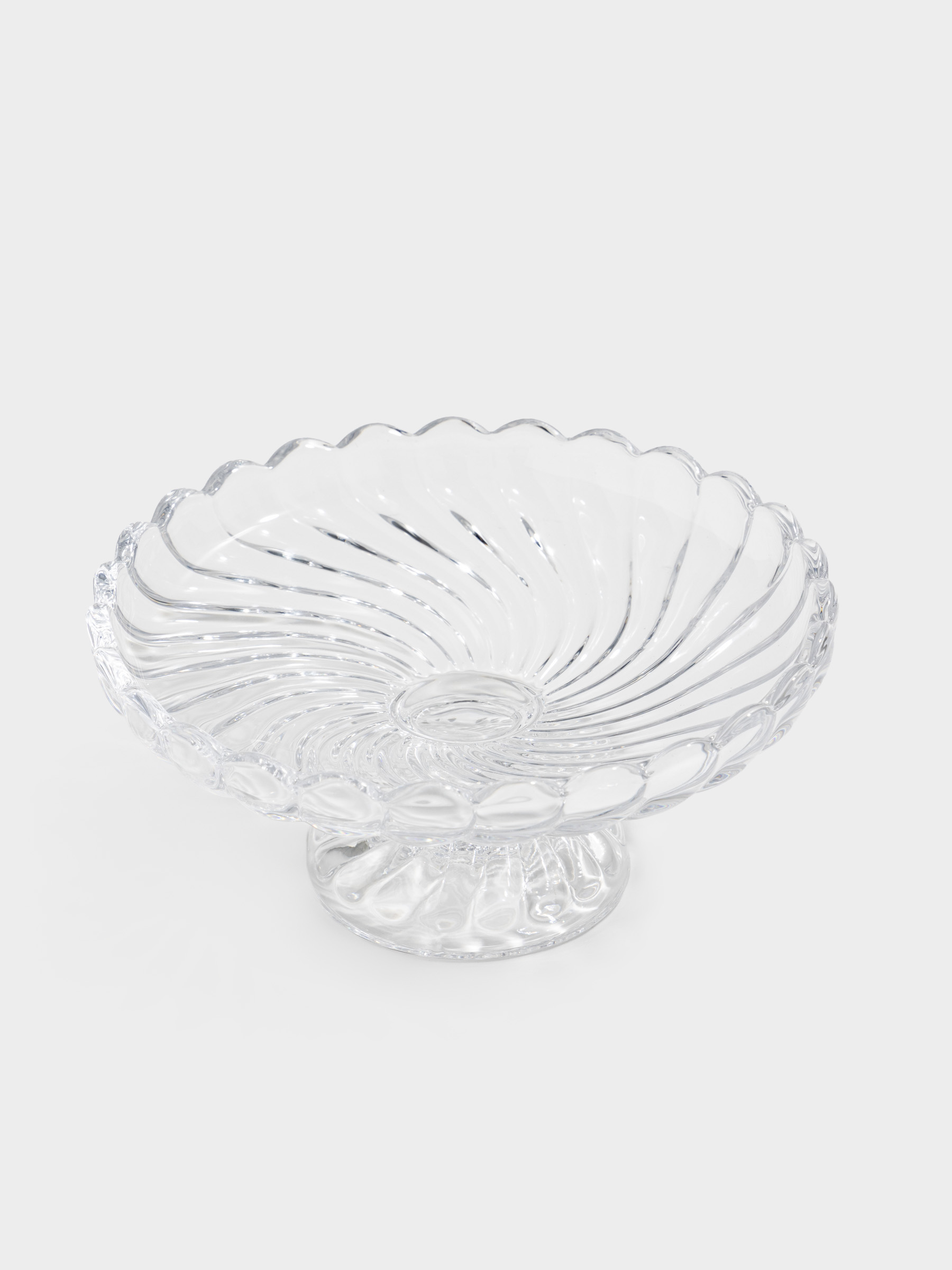 Блюдо на ножке, 15х7см, круглое, стекло, Clear pattern, image-1