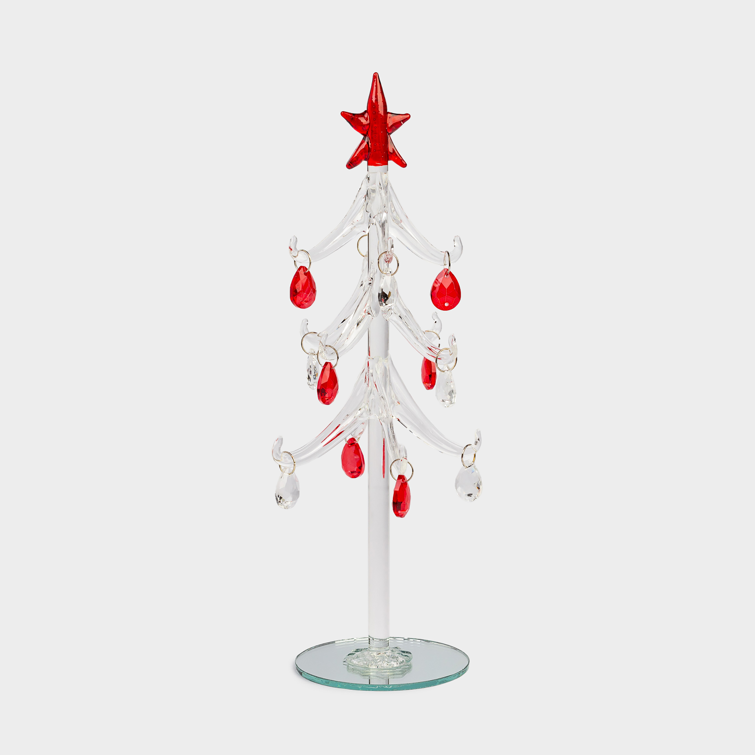 Статуэтка, 25 см, с подвесками, стекло, серебристая, Ель с кристаллами, Christmas vitreous, image-0
