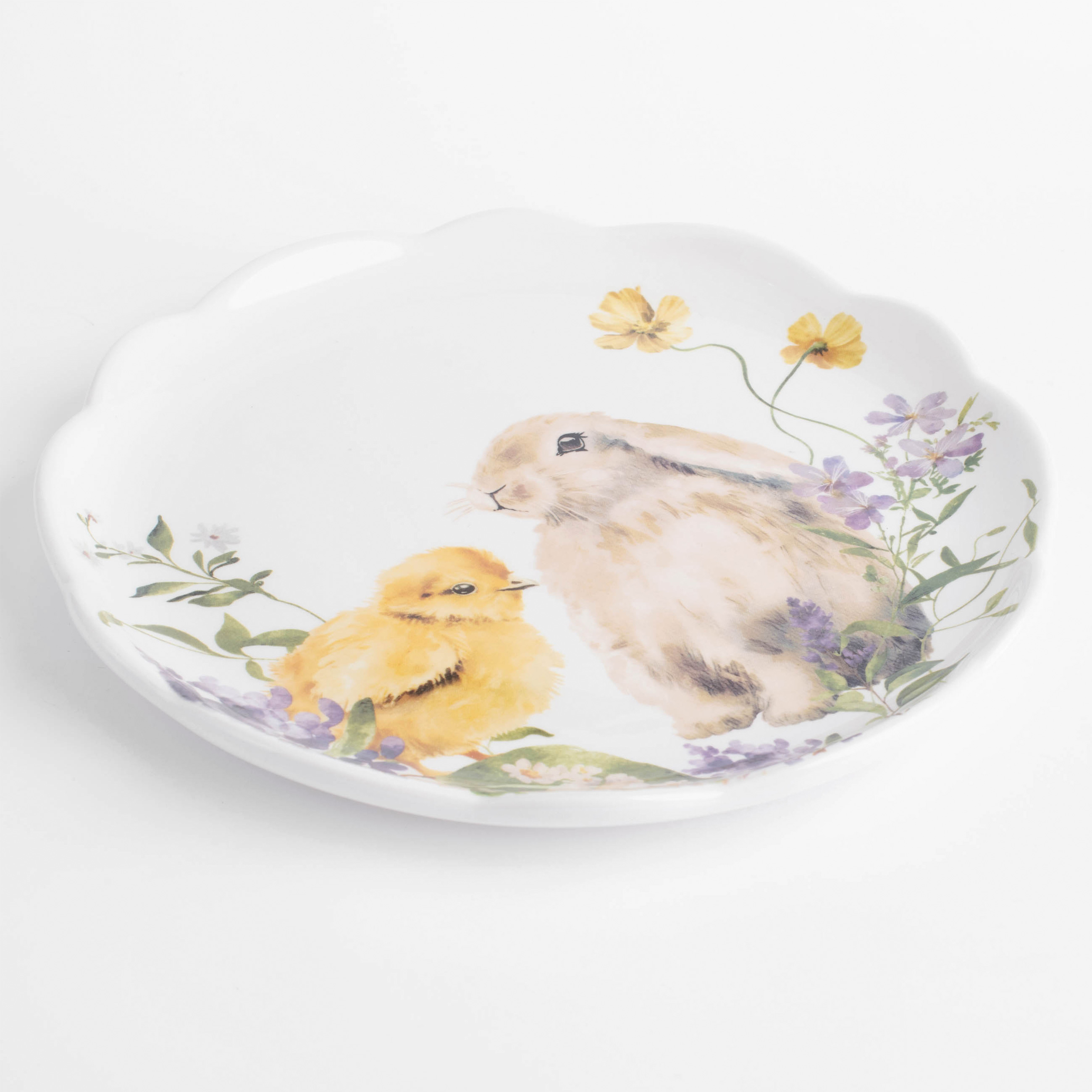 Тарелка закусочная, 24 см, керамика, белая, Кролик и цыпленок в цветах, Easter изображение № 2