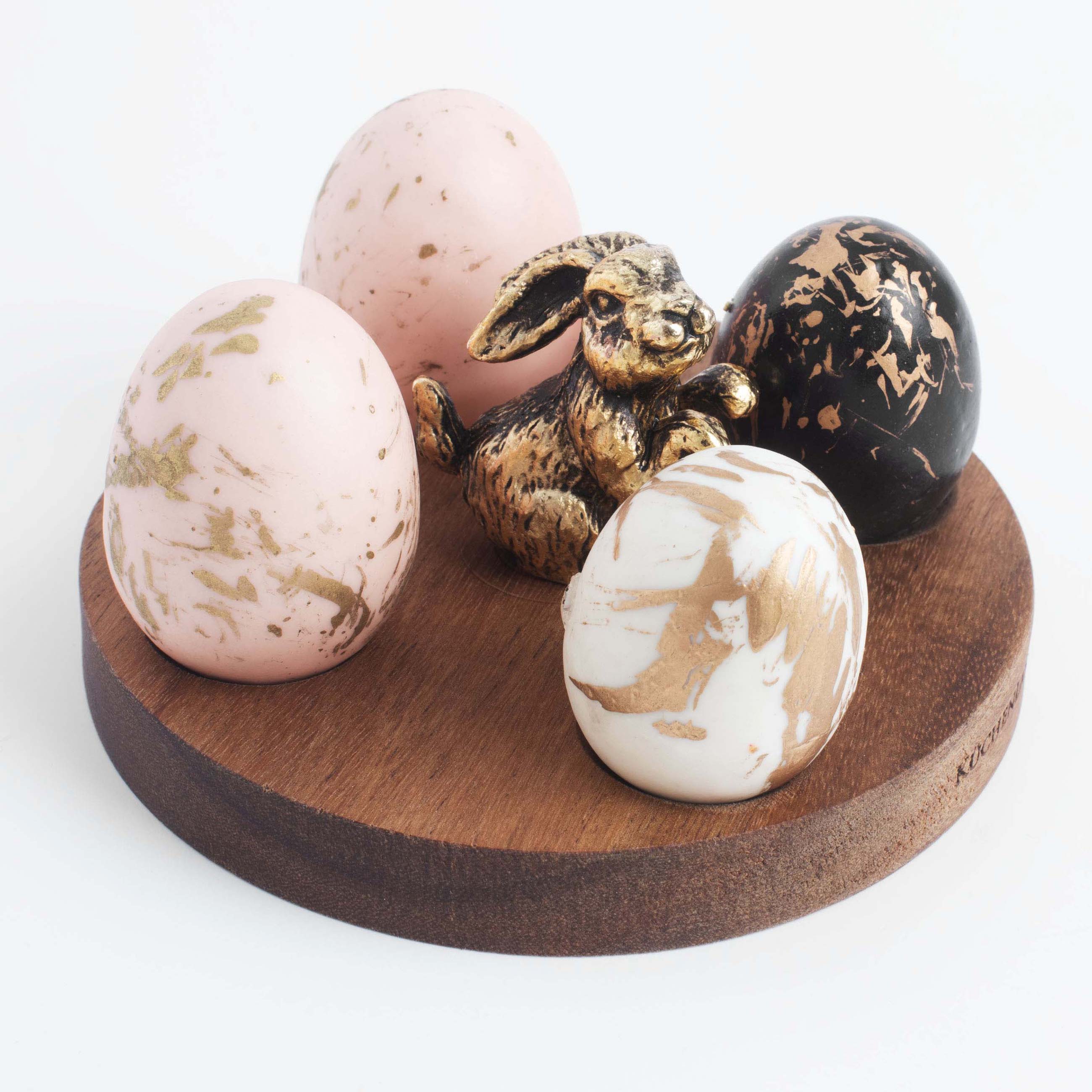Блюдо пасхальное, 10 см, 4 отд, дерево/металл, Золотистый кролик, Easter gold изображение № 6