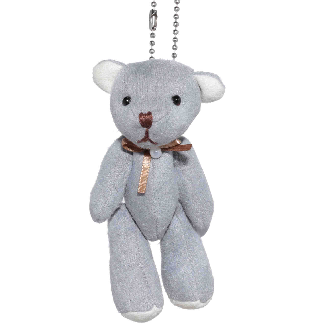 

Брелок, 10 см, мягкий, полиэстер/металл, серый, Мишка с бантиком, Bear
