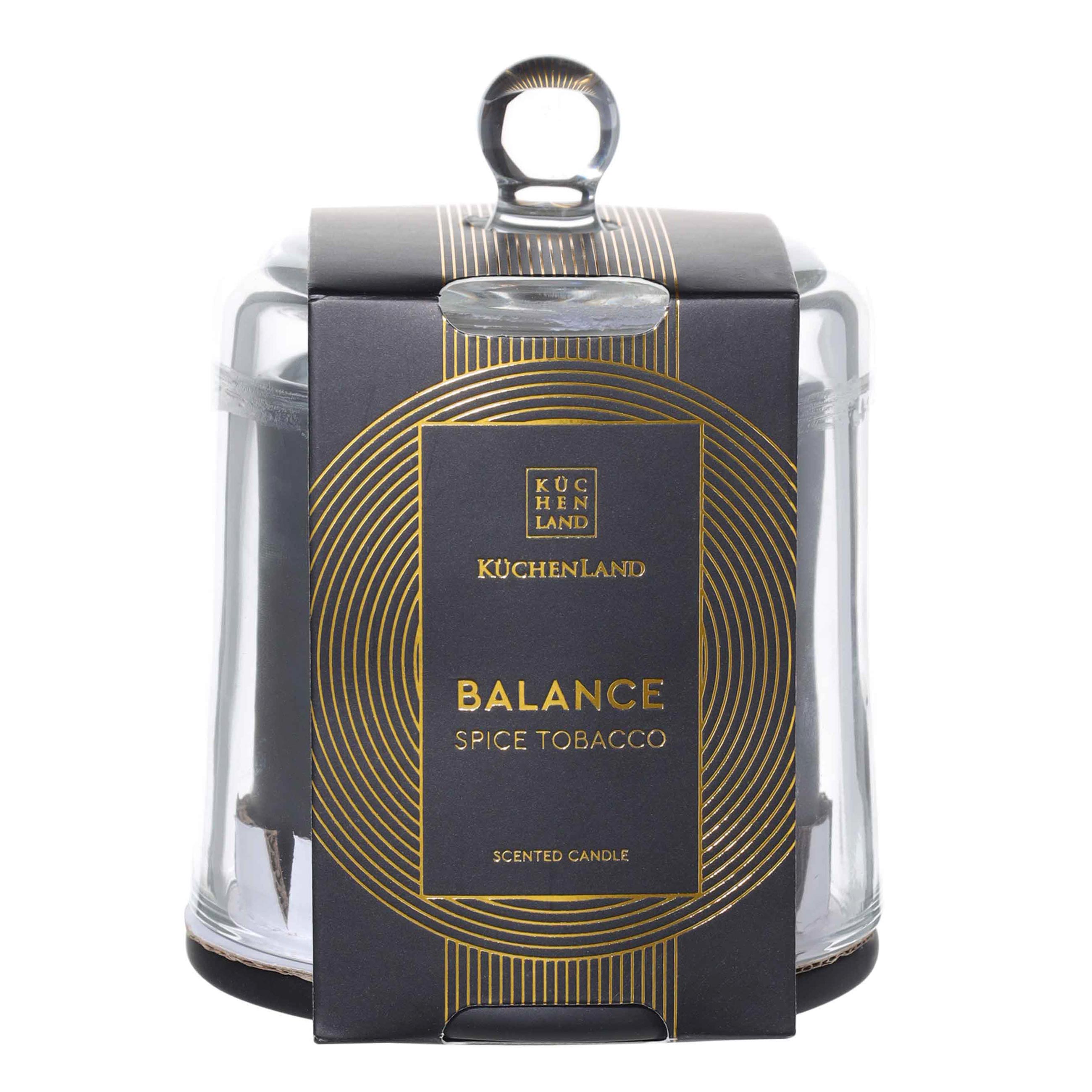Свеча ароматическая, 12 см, в подсвечнике, под колпаком, стекло, черная, Spice Tobacco, Balance изображение № 5
