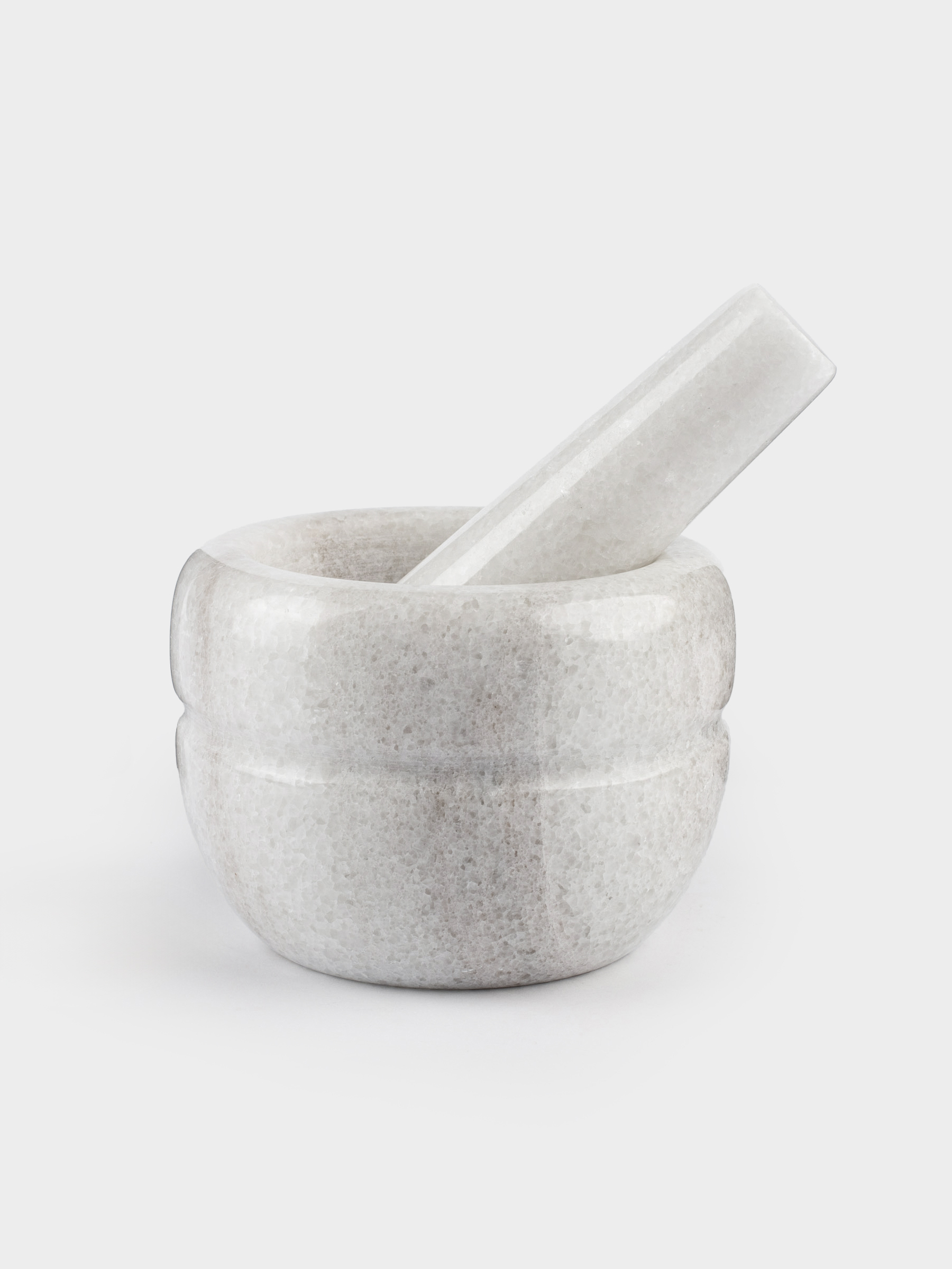 Ступка для специй, 10 см, с пестиком, мрамор, белая, Полоса, Marble, image-1