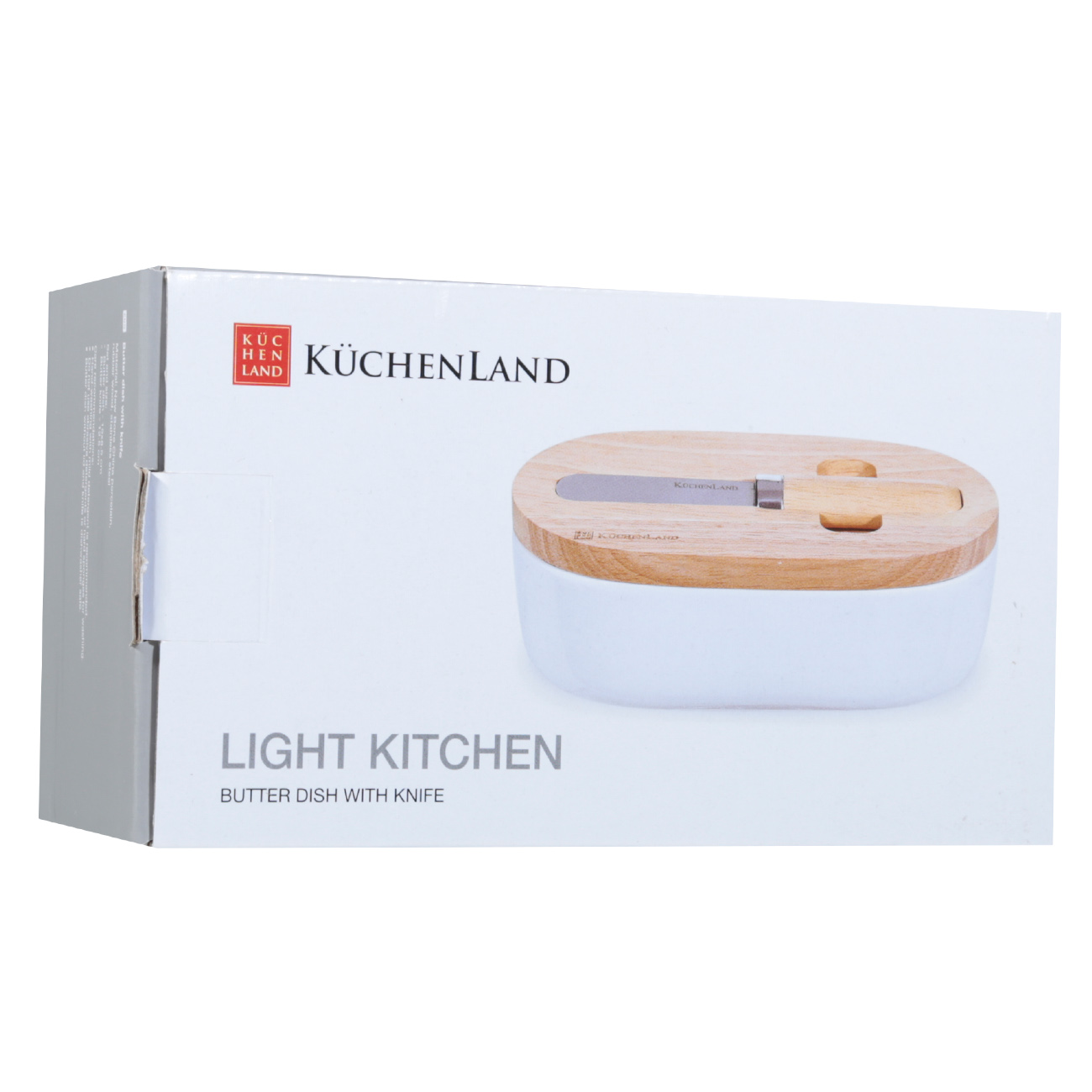 Масленка, 15 см, с ножом, фарфор N/дерево, овальная, Light kitchen изображение № 4