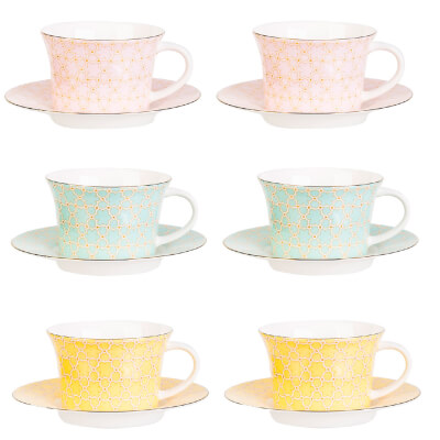 Пара чайная, 6 перс, 12 пр, 180 мл, фарфор F, Summer pastel Пара чайная, 6 перс, 12 пр, 180 мл, фарфор F, Summer pastel