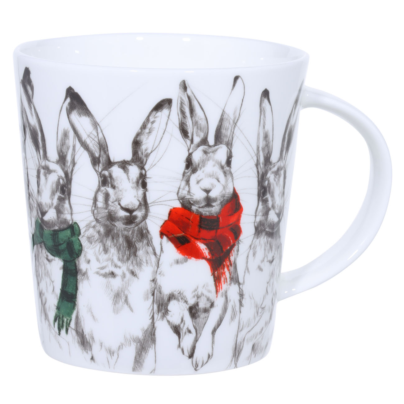 

Кружка, 450 мл, фарфор F, белая, Кролики в шарфах, Rabbit