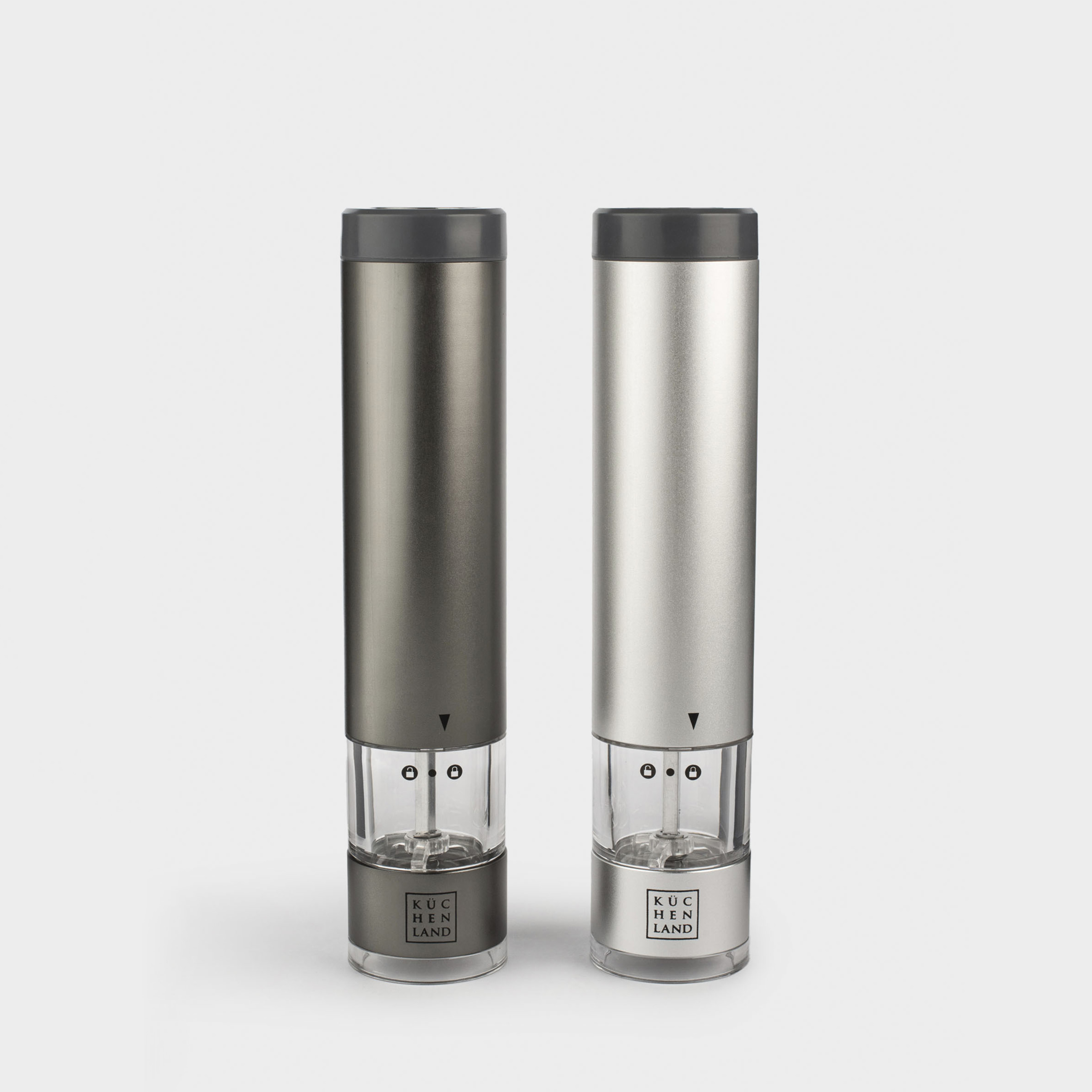 Kuchenland Мельница для специй 22 см 2 шт электрическая металлпластик LED B серая Piquant 3990₽