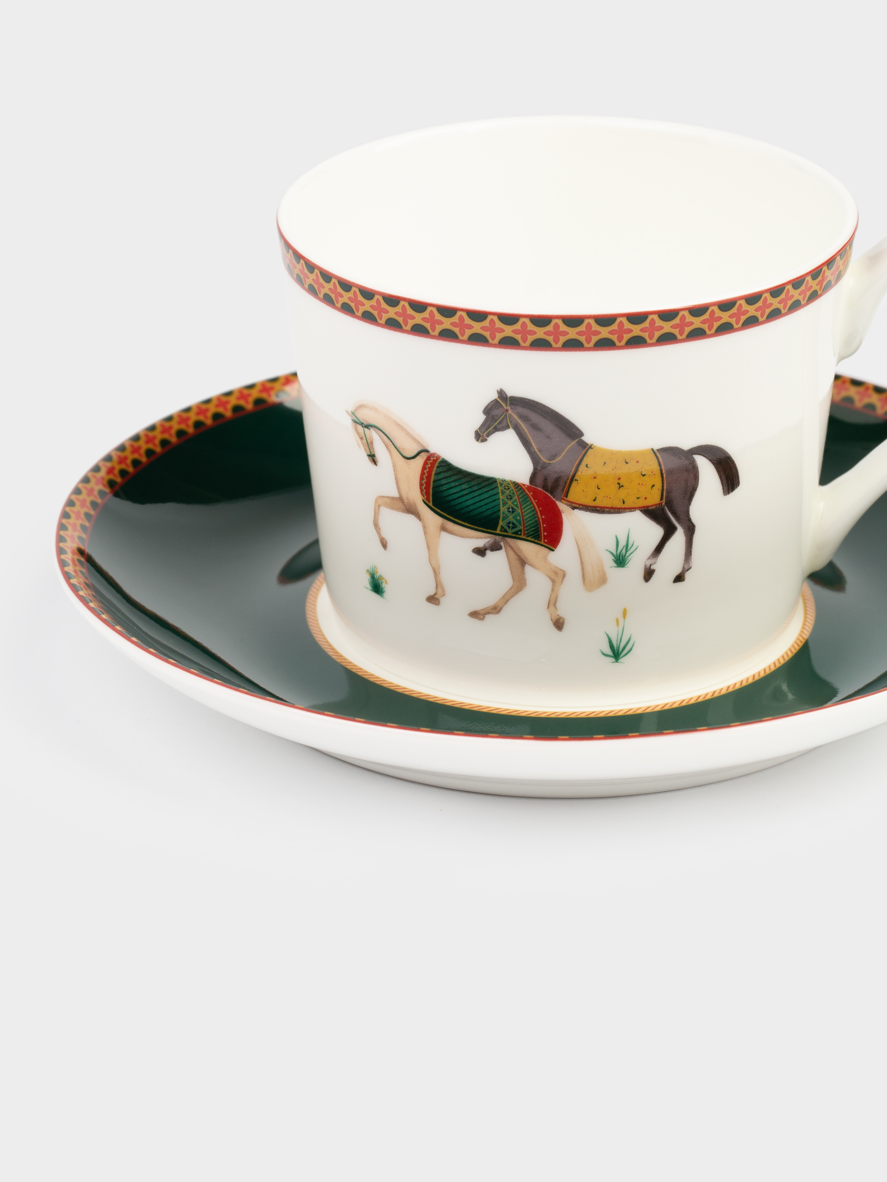 Пара чайная, 1 перс, 2 пр, 250 мл, фарфор F, зеленая, Кони, Blue wind, image-3