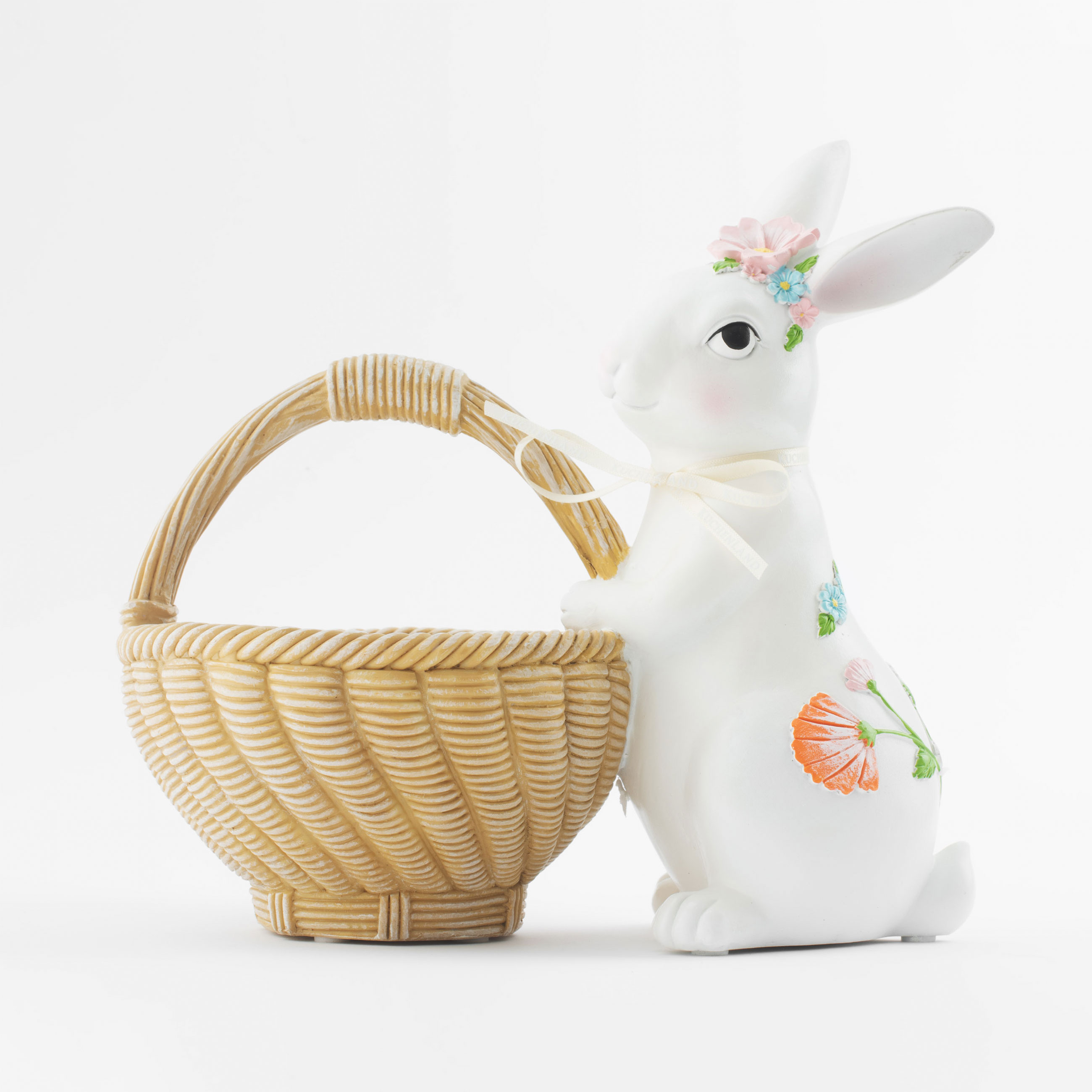 Конфетница, 25х16 см, полирезин, Кролик с корзинкой, Easter