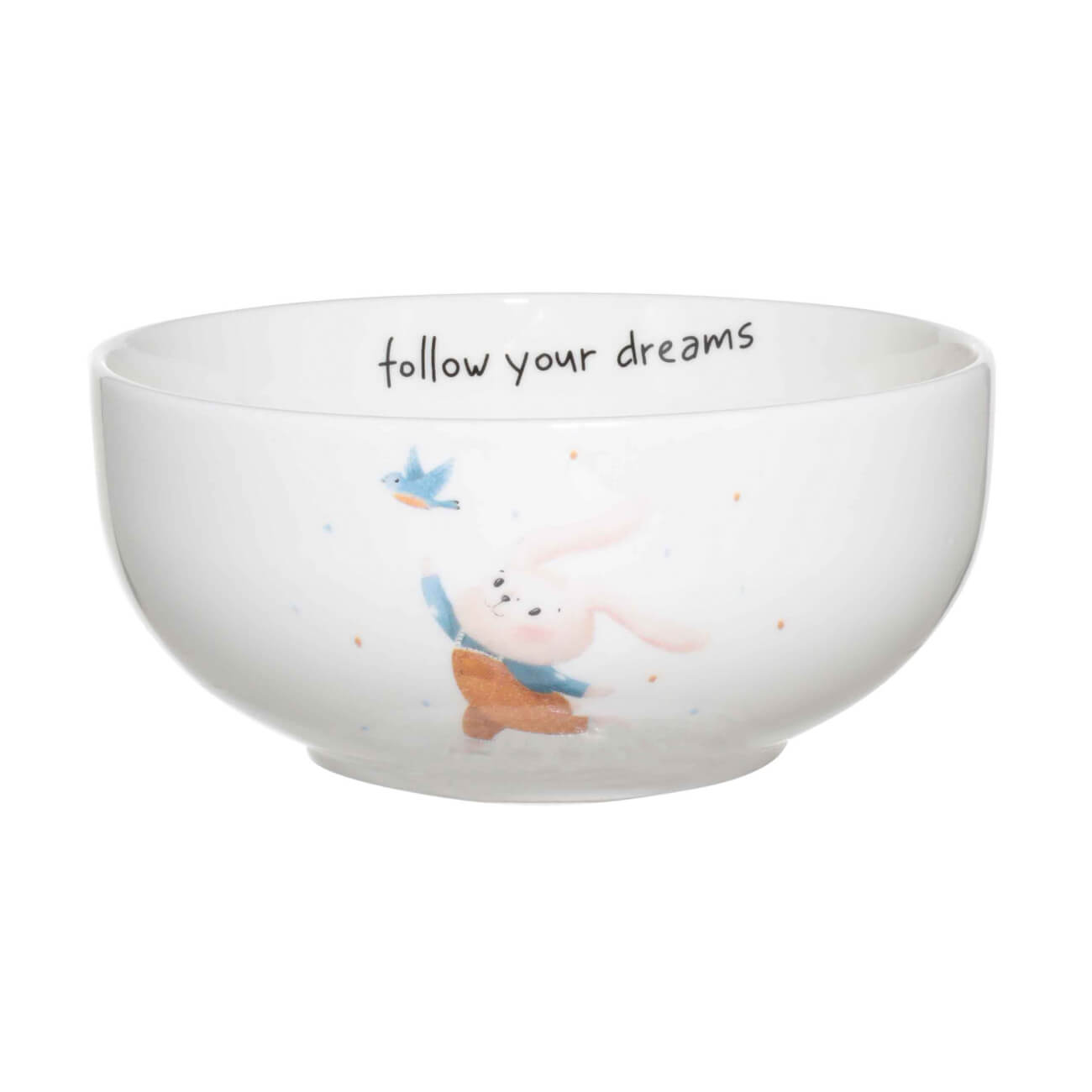 Тарелка суповая, детская, 13х6 см, фарфор N, белая, Кролик с птицей, Ideas life