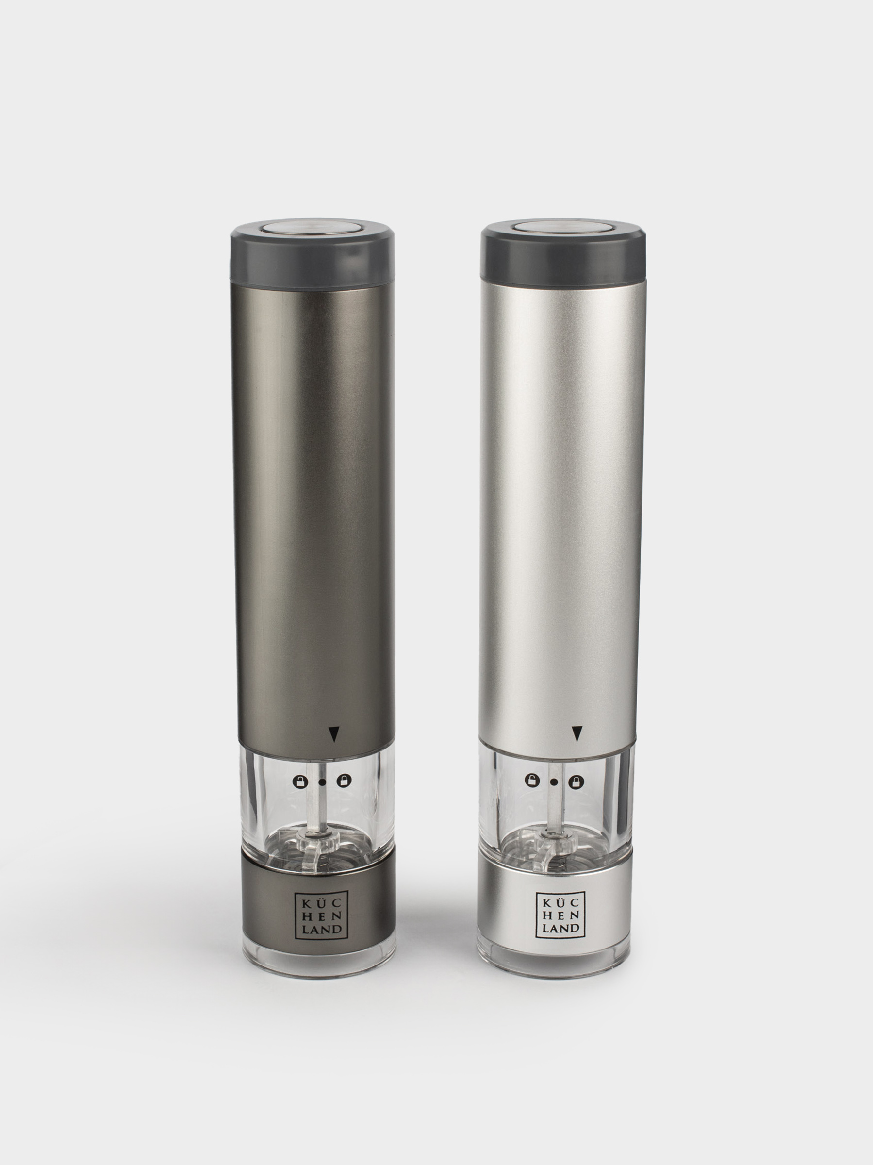 Мельница для специй, 22 см, 2 шт, электрическая, металл/пластик, LED B, серая, Piquant, image-1