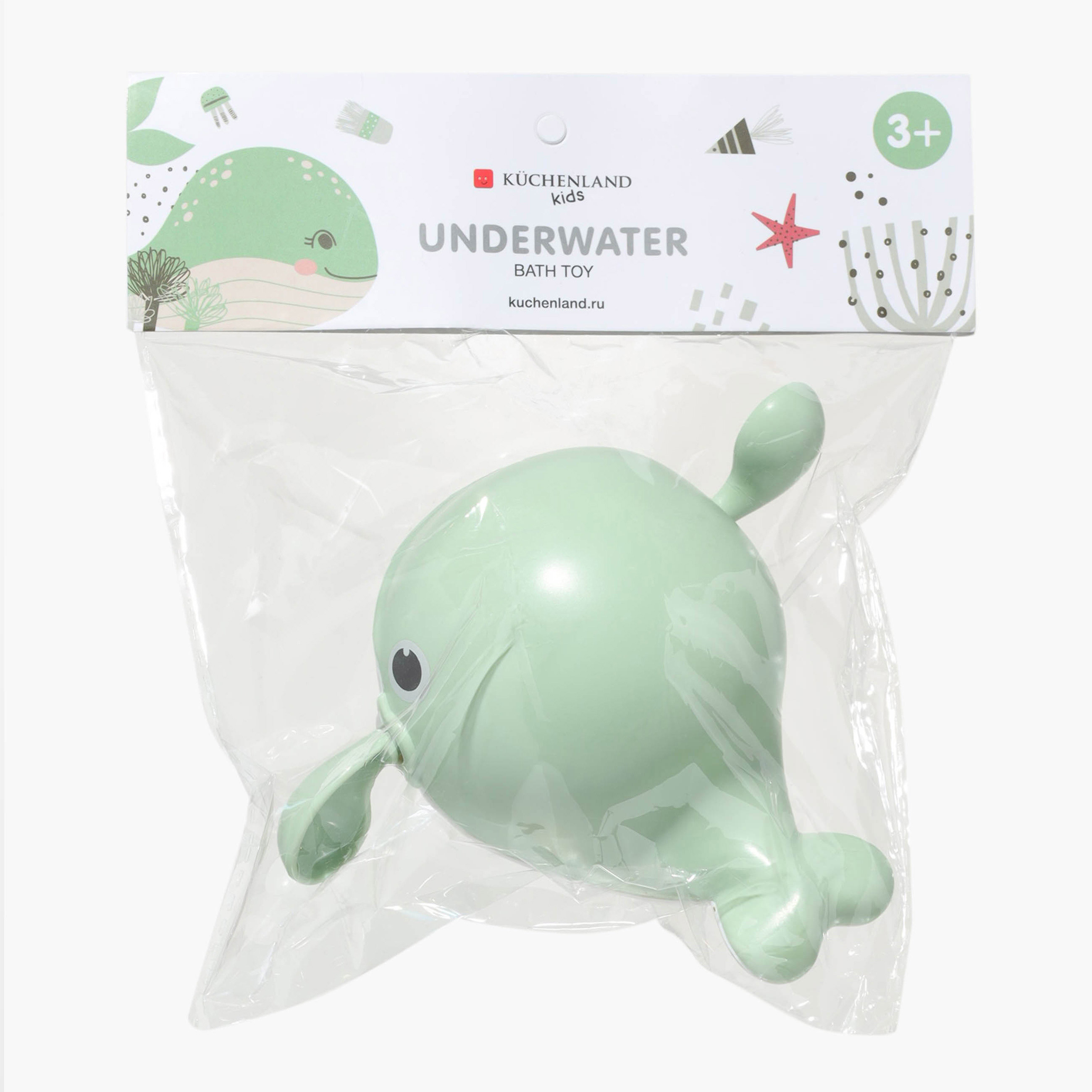 Игрушка для купания, 13 см, заводная, пластик, зеленая, Плавающий кит, Underwater изображение № 5