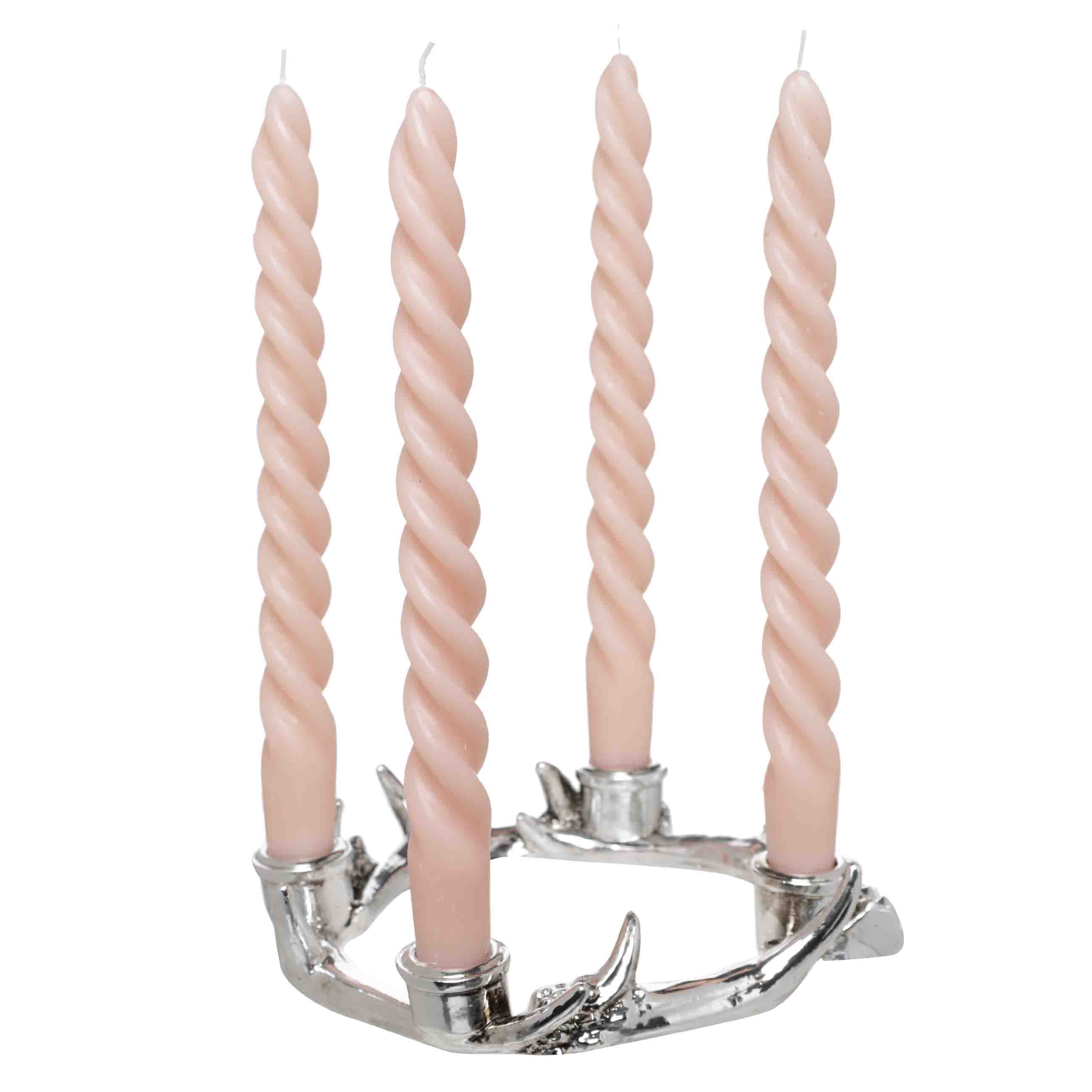 Подсвечник, 17 см, 4 тонкие свечи, полирезин, серебристый, Рога оленя, Arctic deer изображение № 3