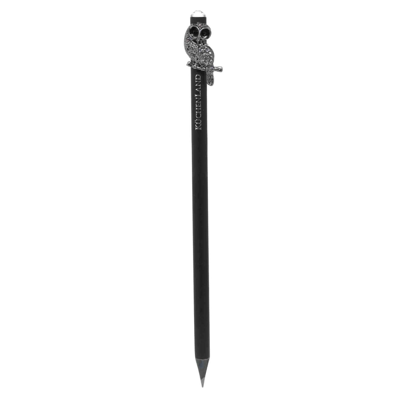Карандаш, 18 см, чернографитный, с фигуркой, черный, Сова, Draw figure карандаш чернографитный красин конструктор 7м 7b шестигран заточен