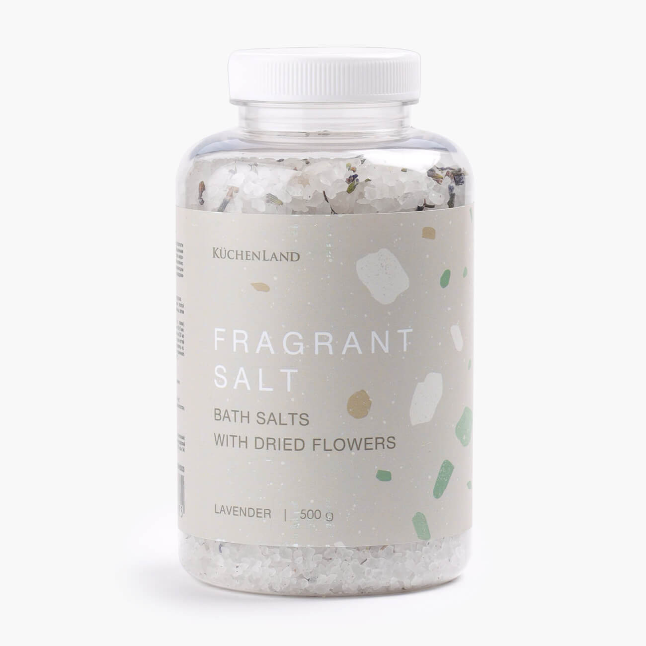 Соль для ванны, 500 гр, расслабляющая, с сухоцветами, белая, Лаванда, Fragrant salt